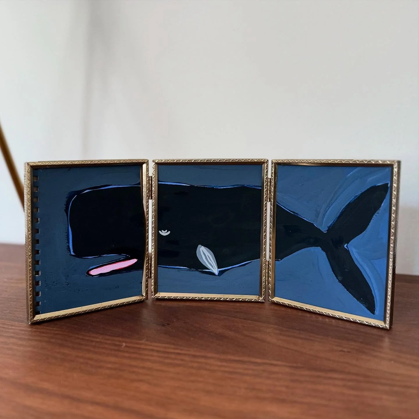 🐋 SOLD 🐋
I had so much making this! I&rsquo;m hunting for triple frames at every thrift store and was able to score an 8x10 version so get ready for an even bigger 🐋 I&rsquo;ll be bringing them to @wigwagfest next Saturday 5/31 so come check them 