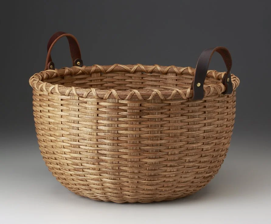 Field Basket with Leather Side Handles