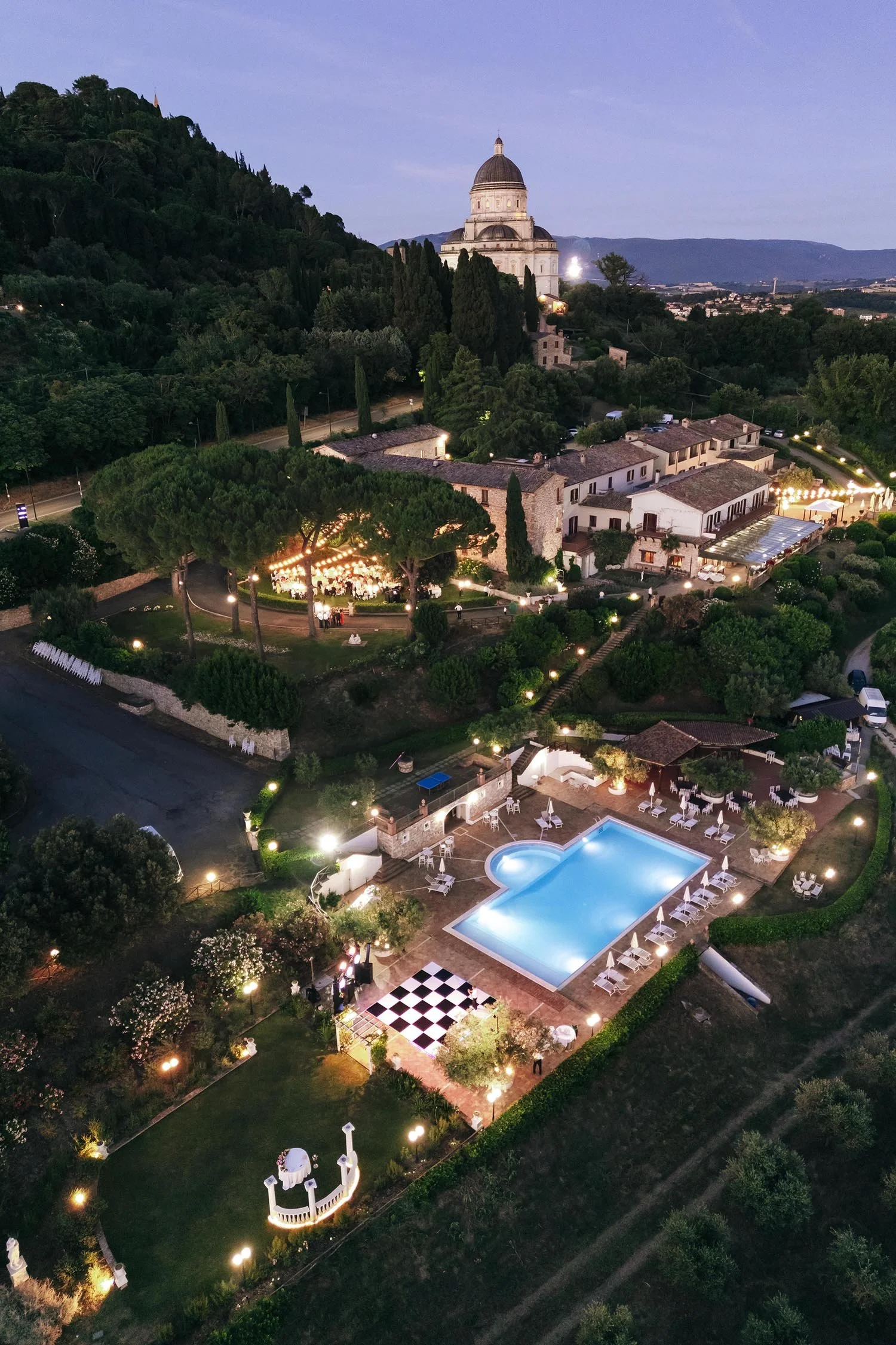 aerial view of Monastero Santa Margherita by night