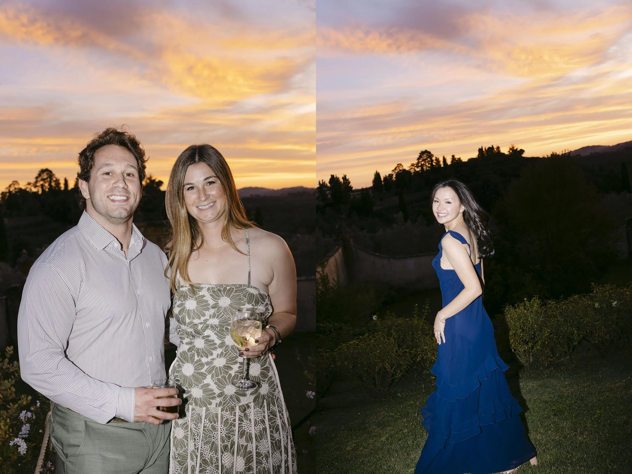 Guests enjoying the cocktail at sunset