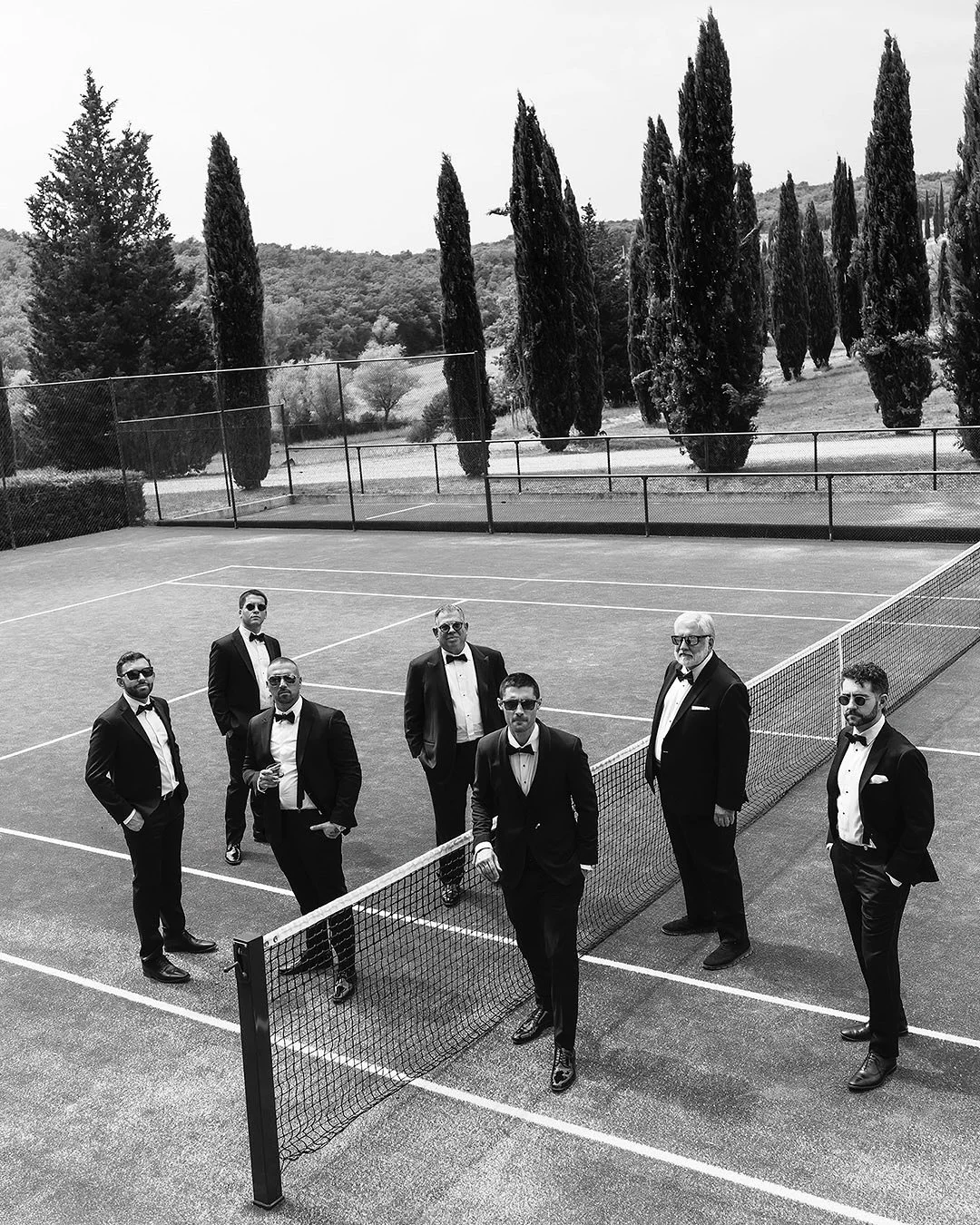 Brian &amp; Dina getting ready at @villalaselva 
getting ready is one part of the wedding day that we love because we can create something that would be difficult the rest of the day. Bringing the guys onto the tennis court  of Villa la Selva for som