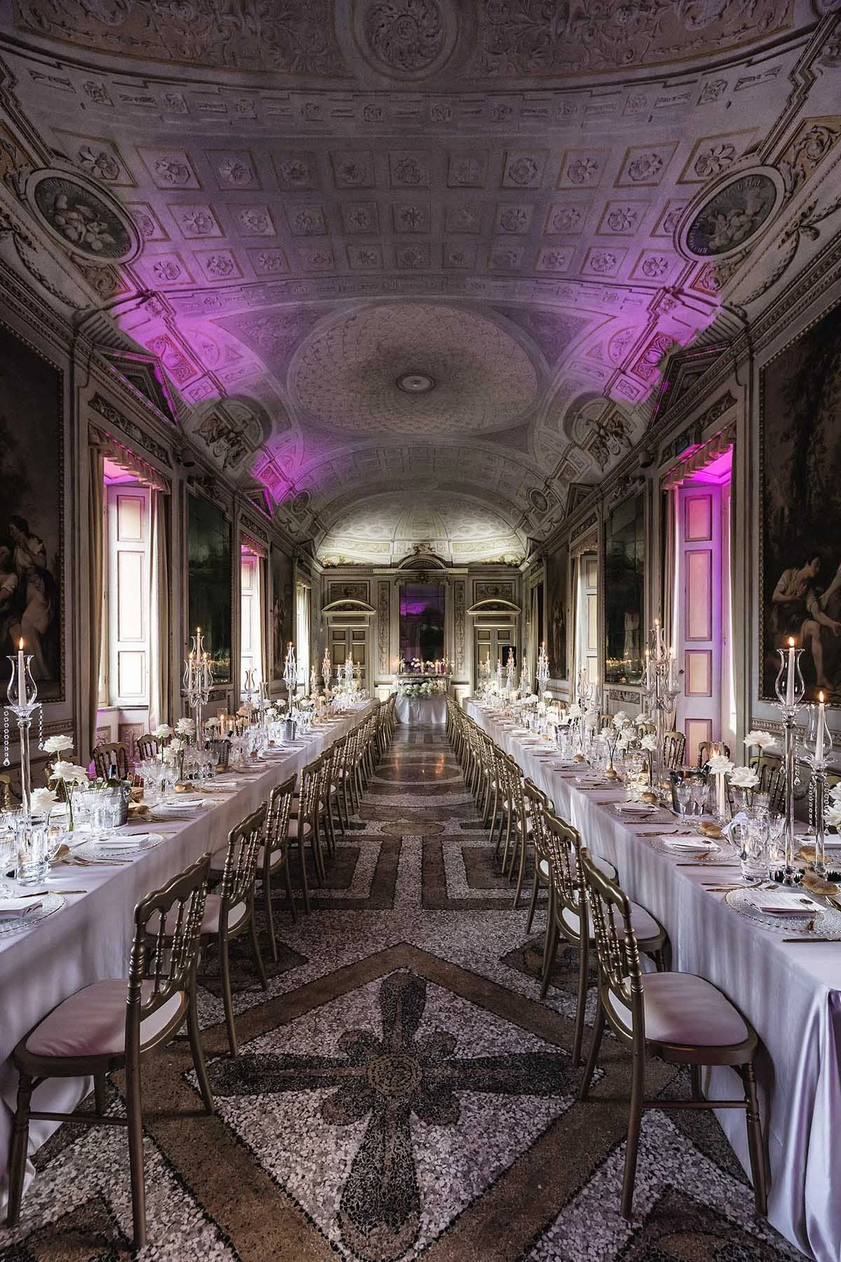 Beautiful table setting for a destination wedding in an italian villa
