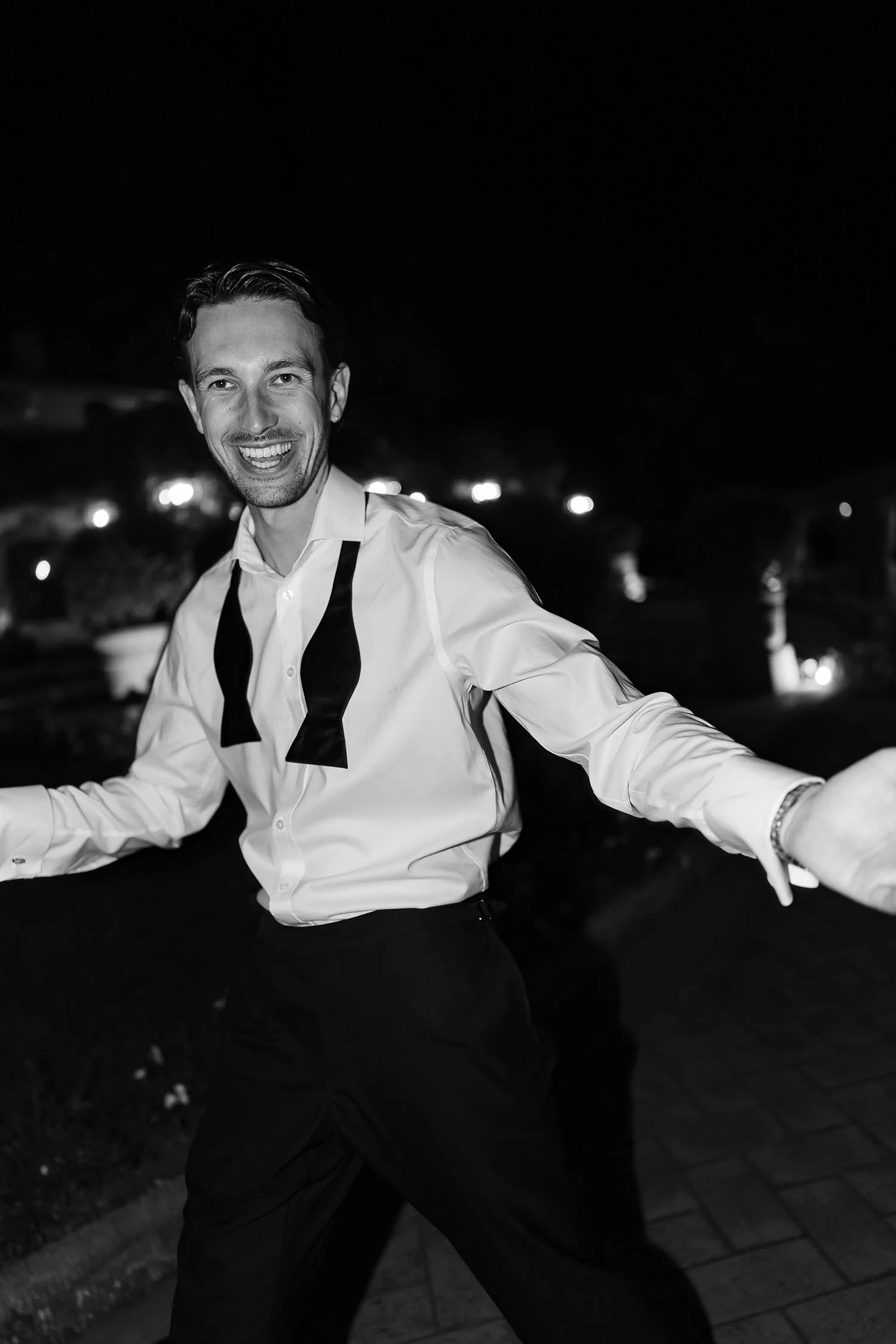 the groom looking happy during the party