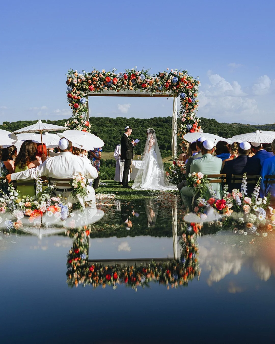 Jewish ceremony with the guests sitting 