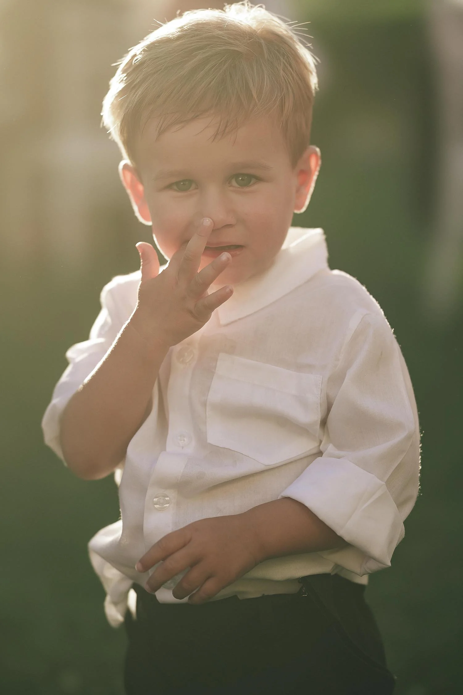 portrait of the son of the couple at sunset