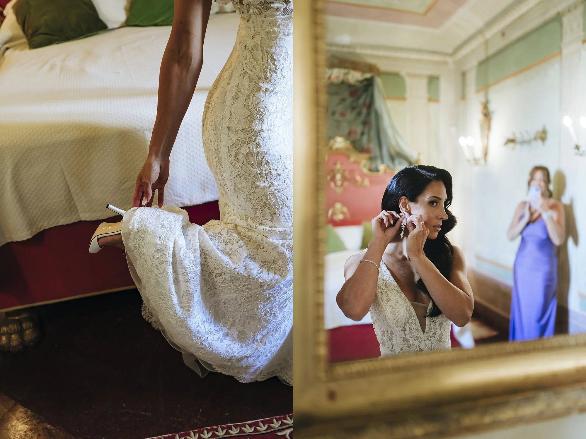 Moments of the getting ready of the bride