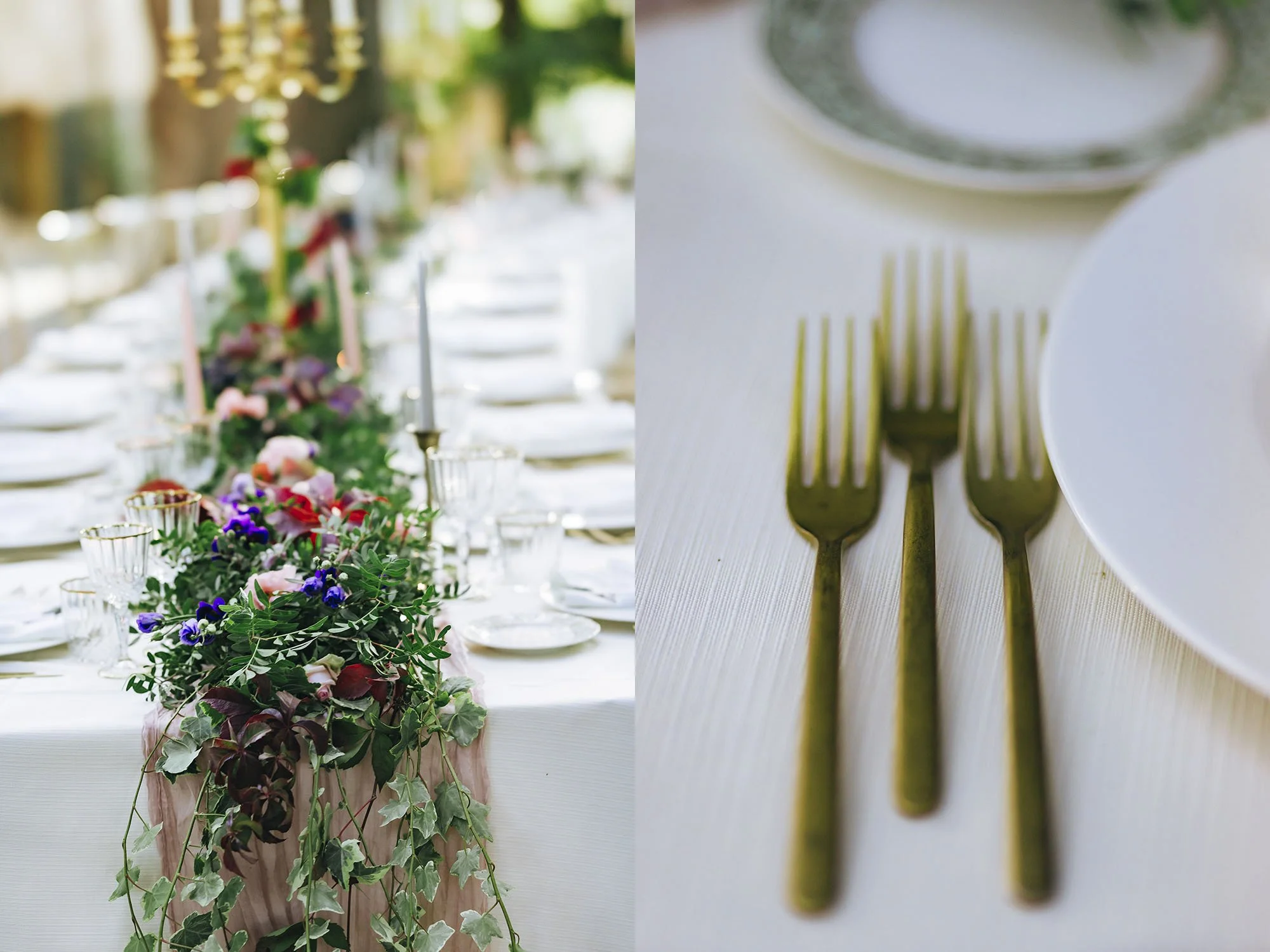 details of the dinner table at Borgo Stomennano