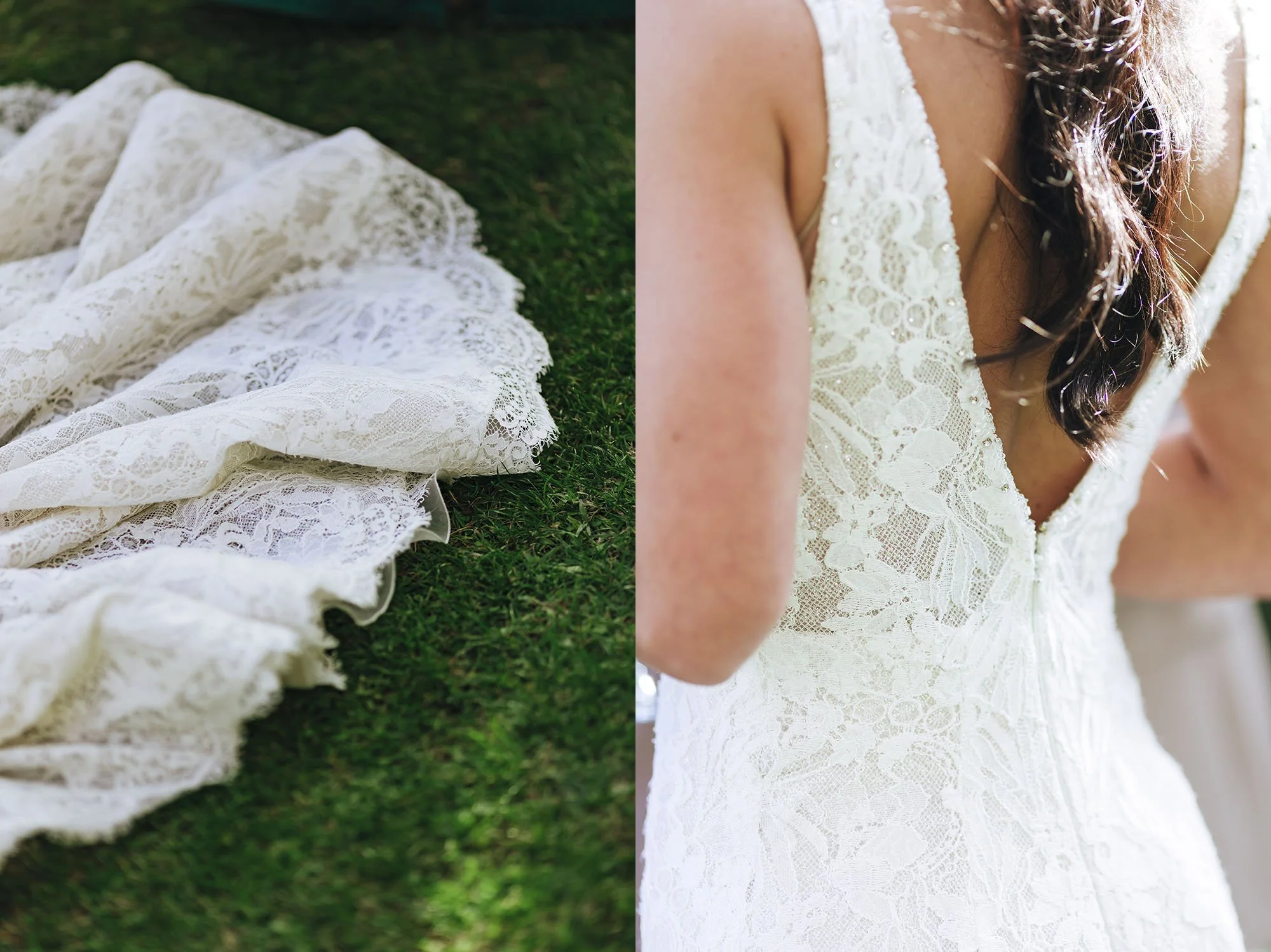 details of the dress of the bride