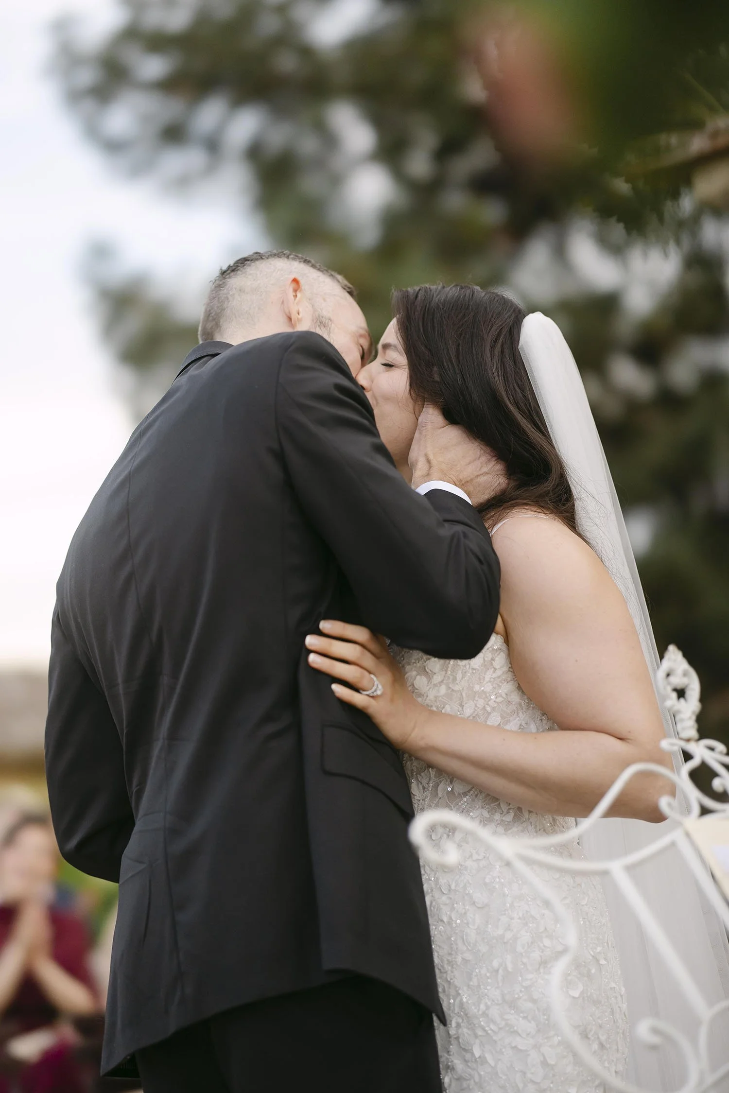 First kiss of the bride and groom