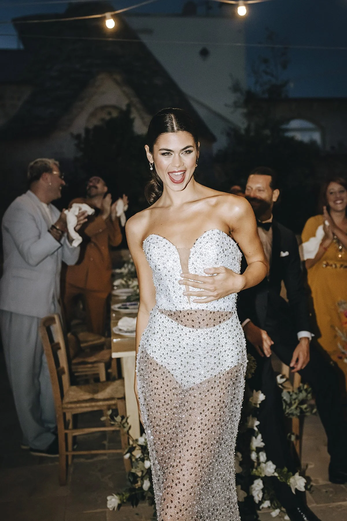 Bride looking gorgeous in her party dress on a destination wedding in Ravello. Photo by Rellini art studio destination wedding photographer in Amalfi