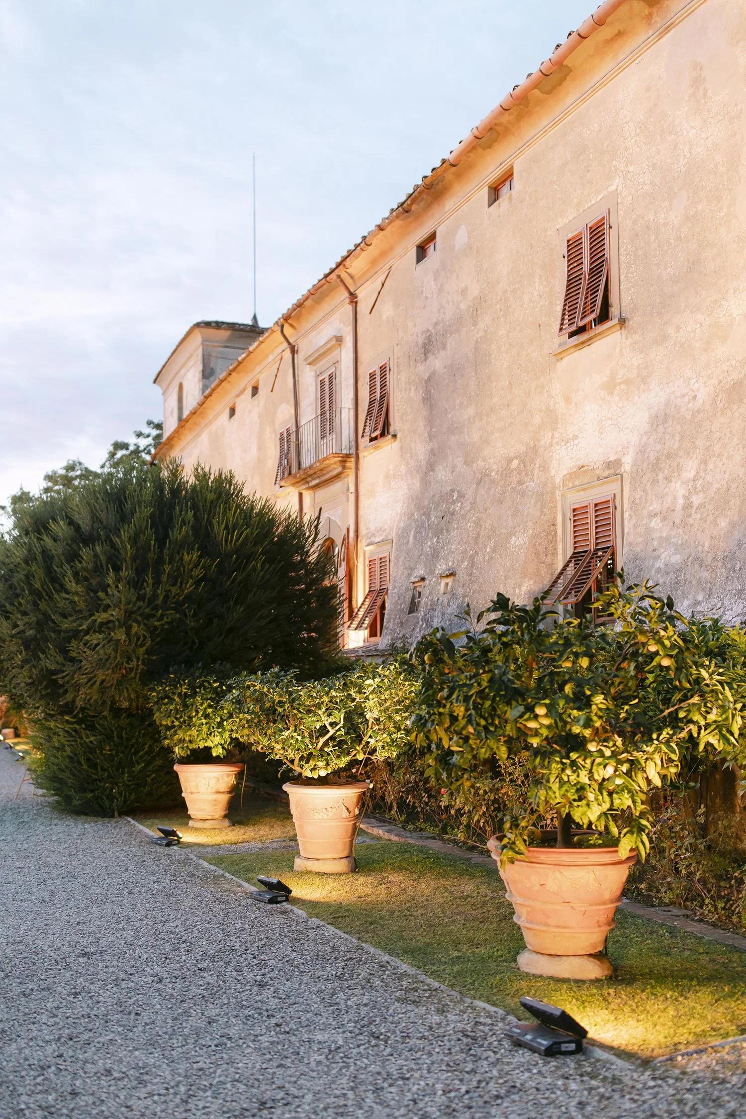 The building of Lilliano at sunset
