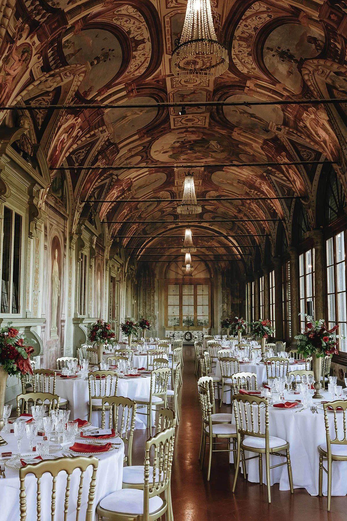 Table setting at Villa Corsini a Mezzomonte in Florence