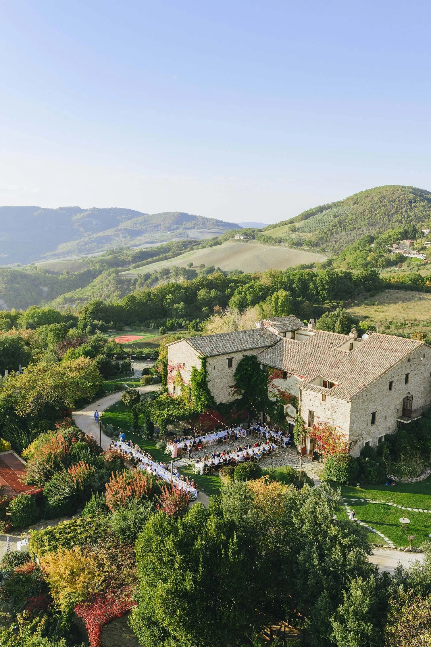 Aerial view of Castello di Petrata in Umbria. Photo by Rellini art studio