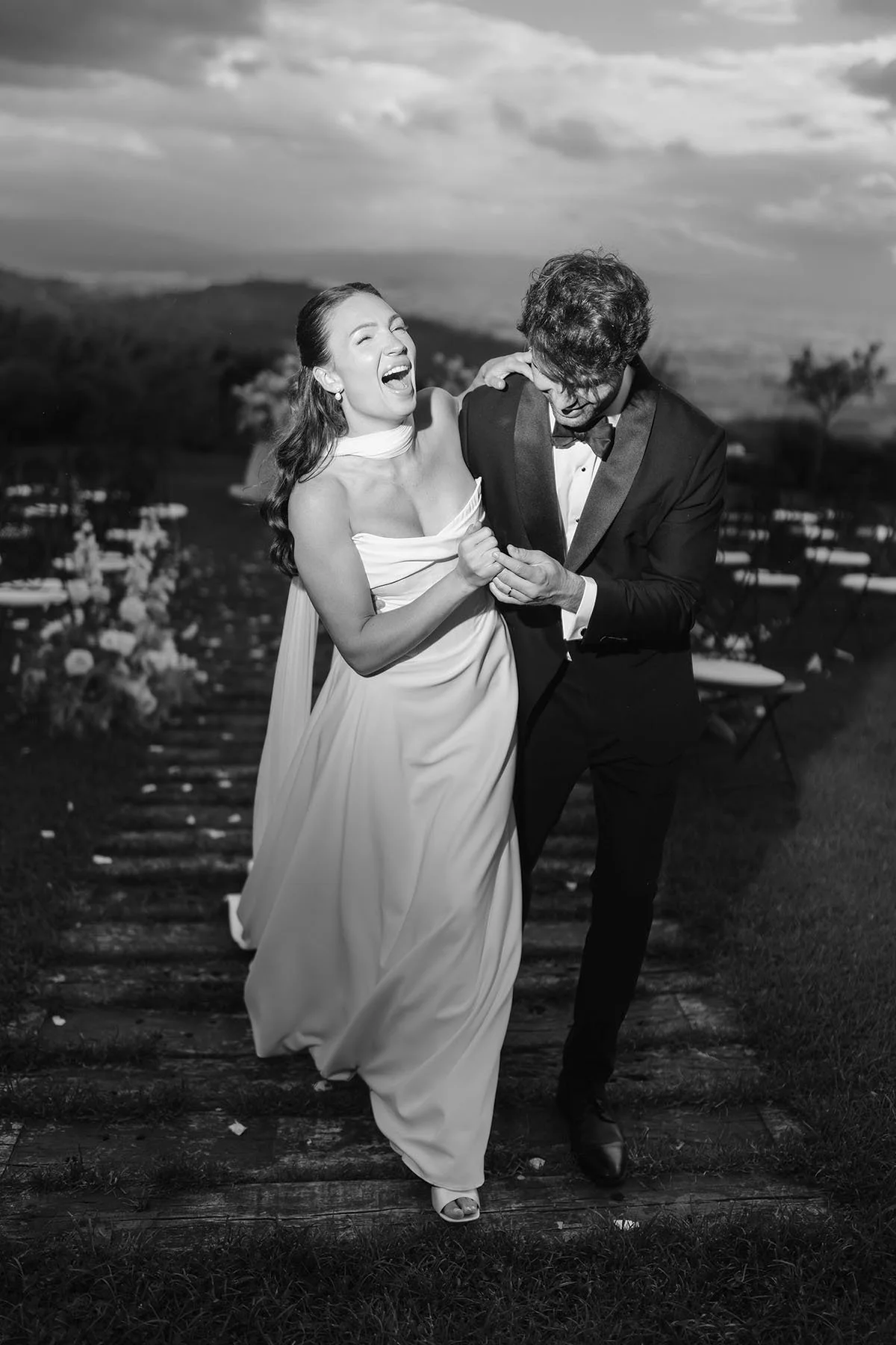 Documentary and editorial style photo of bride and groom on their destination wedding in Umbria with magazine style by Rellini art studio, best wedding photographers in Italy