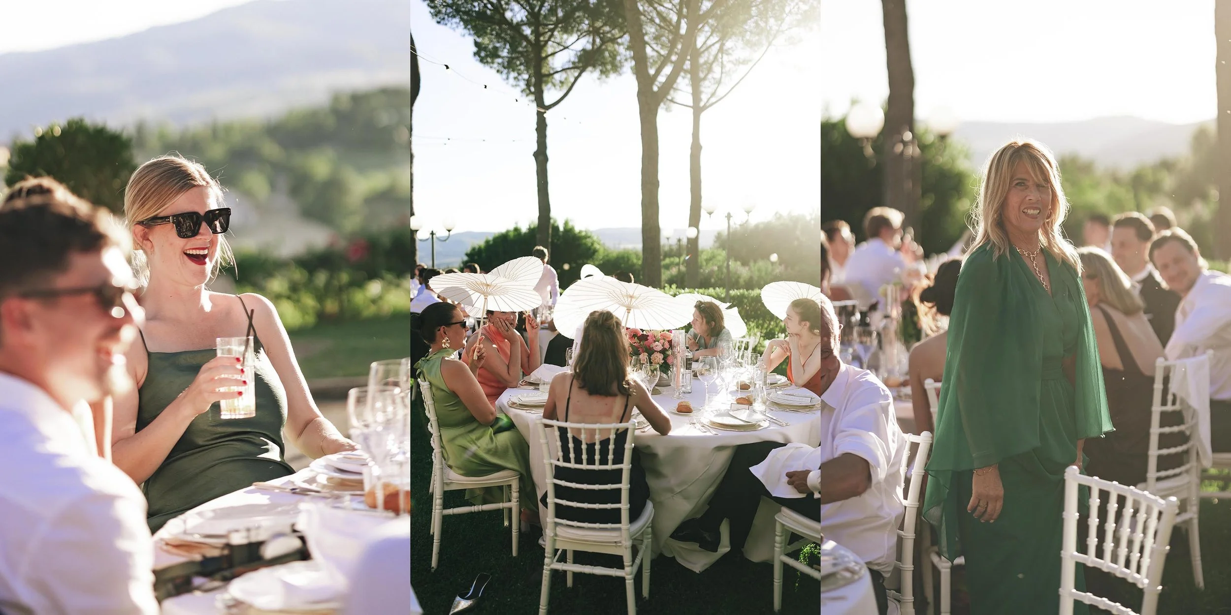 candid moments of the guests sitting at the tables waiting for the dinner to be served