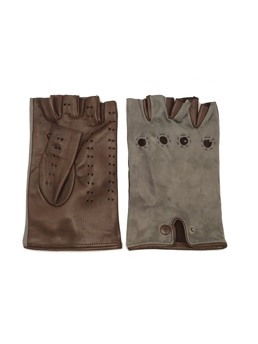 Guanti mezze dita suede/nappa