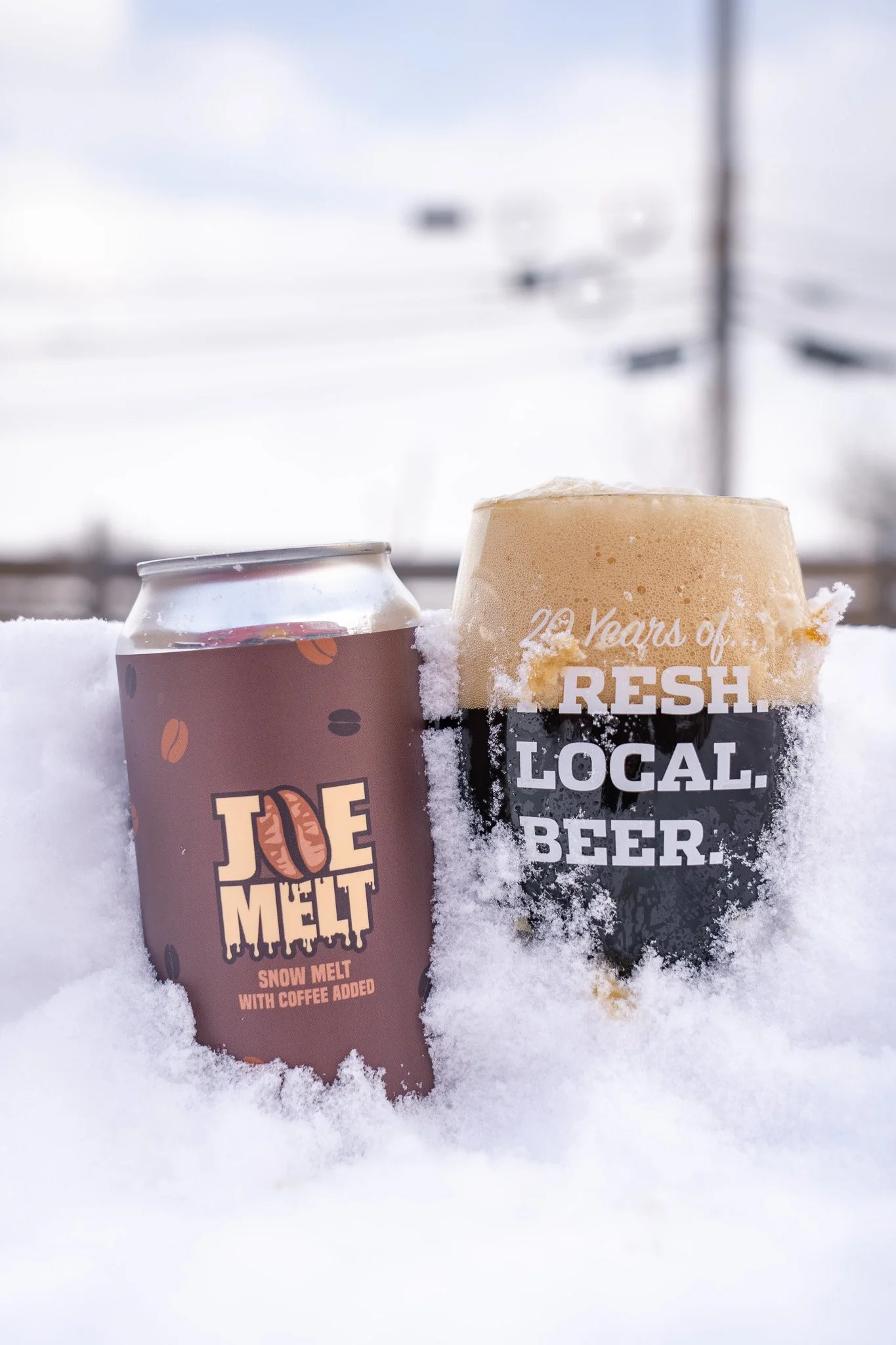 Coffee Ale buried in snow