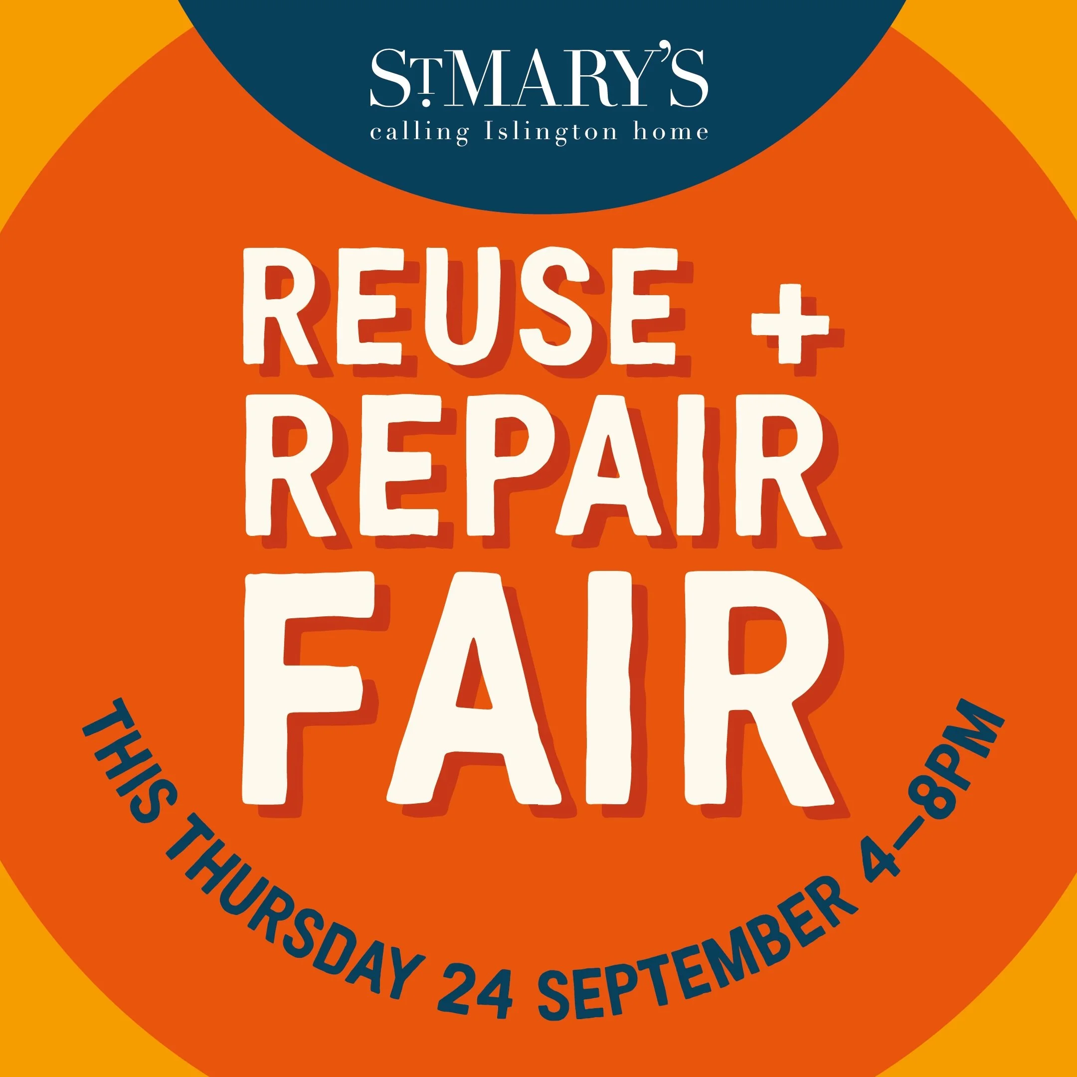 St Mary&rsquo;s Festival is hosting a Reuse and Repair Fair on Thursday 24 September from 4 - 8pm 

Repair specialists from around Islington will help people fix their broken belongings &ndash; from tables to toasters, laptops to crop tops, shirts to