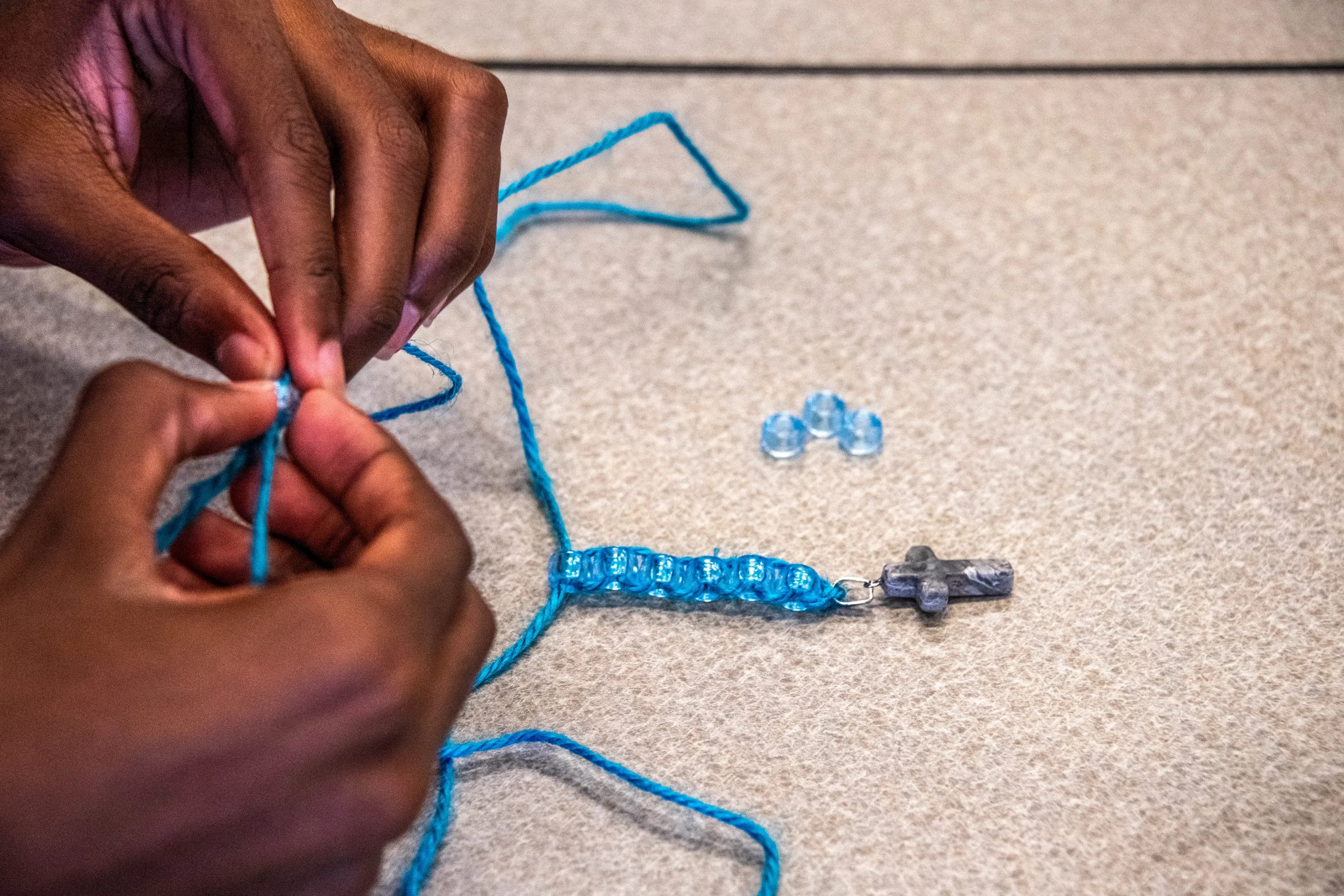 A lot of prayer beads and have been just happening and just showing up in my life recently. And so this is actually one of the, I guess activities we did with the youth. We presented prayer beads to them and they got to make their own out of just the