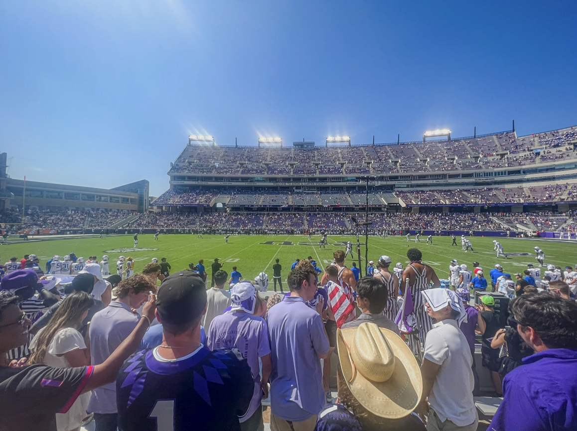 "TCU football (and athletics in general) has been a bridge for many students on campus. We set aside our differences of who we are and what we believe to do things like cheer on our undefeated football team, sit with each other after a devastating lo