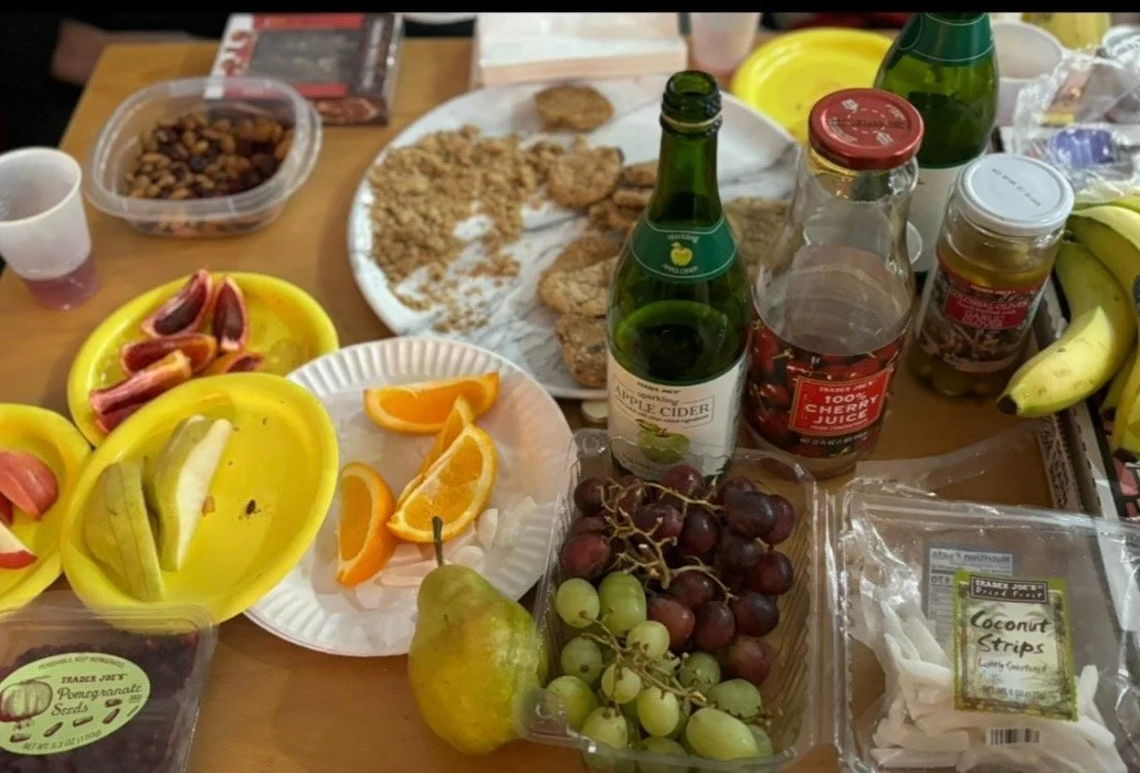 Remnants of Tub ’Shevat Seder, where we celebrate the birthday of trees with assorted fruits and the discussion of the relationship between people and nature.    — Rachel Gucwa