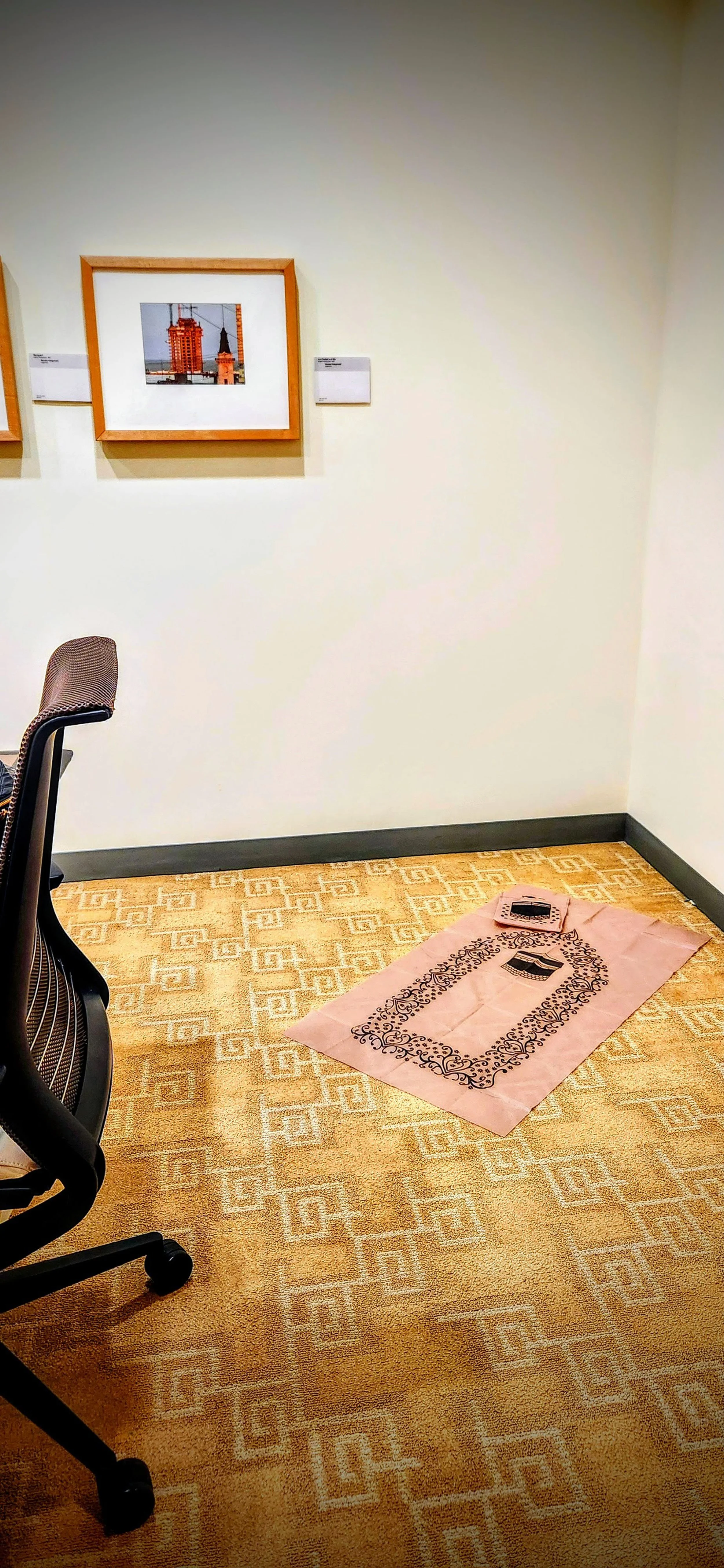 "At GVSU, I struggle finding suitable spaces to practice my religious rituals. The random room captured in the photo symbolizes the challenges I encounter in accessing dedicated areas for prayer on campus. As a student navigating these constraints, I