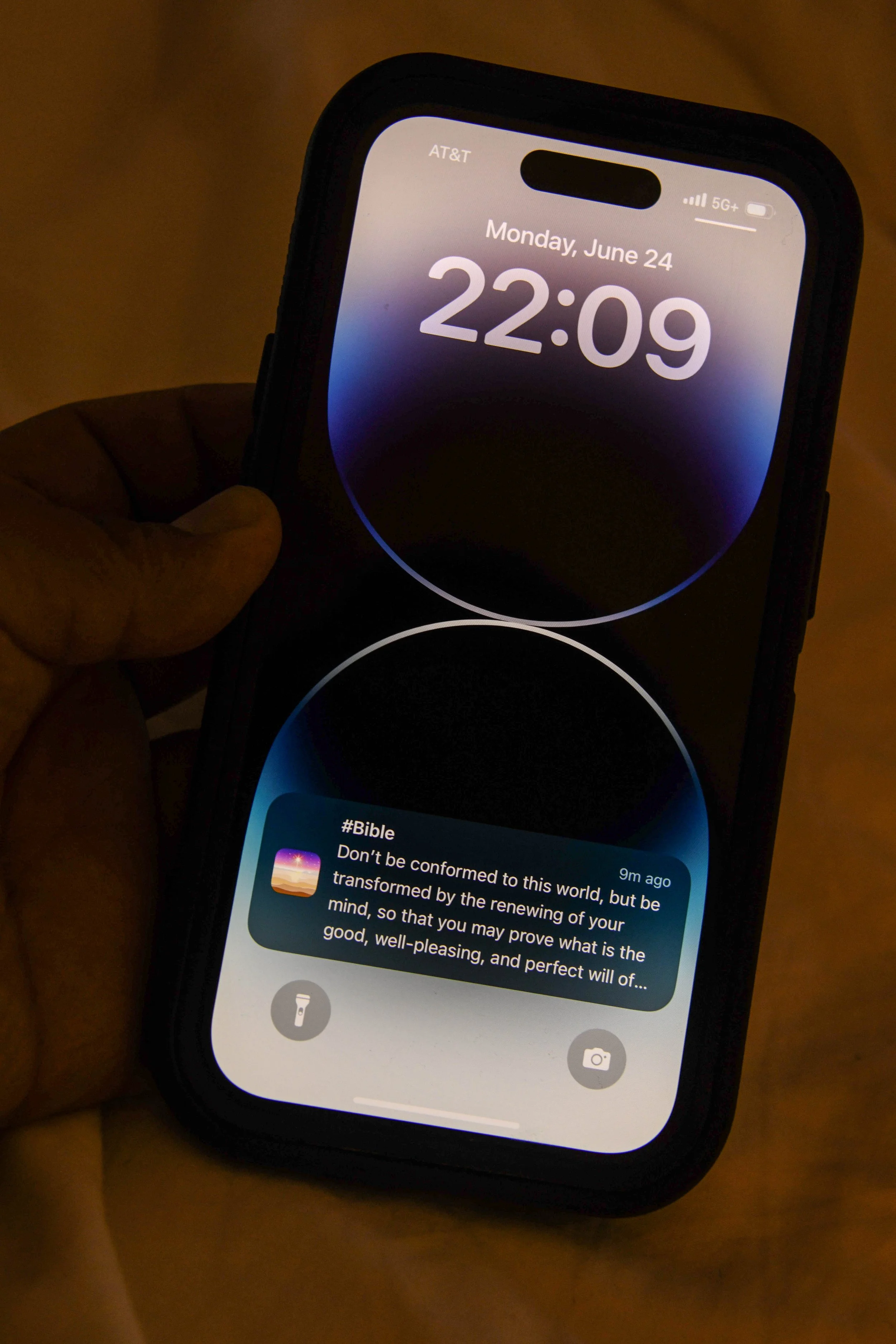 This is just the Bible app. It's part of my spirituality. To me it represents me and my generation of just living and constantly being on the phone, but also having those positive reminders to me. It's late at night and it's the time to myself, and i