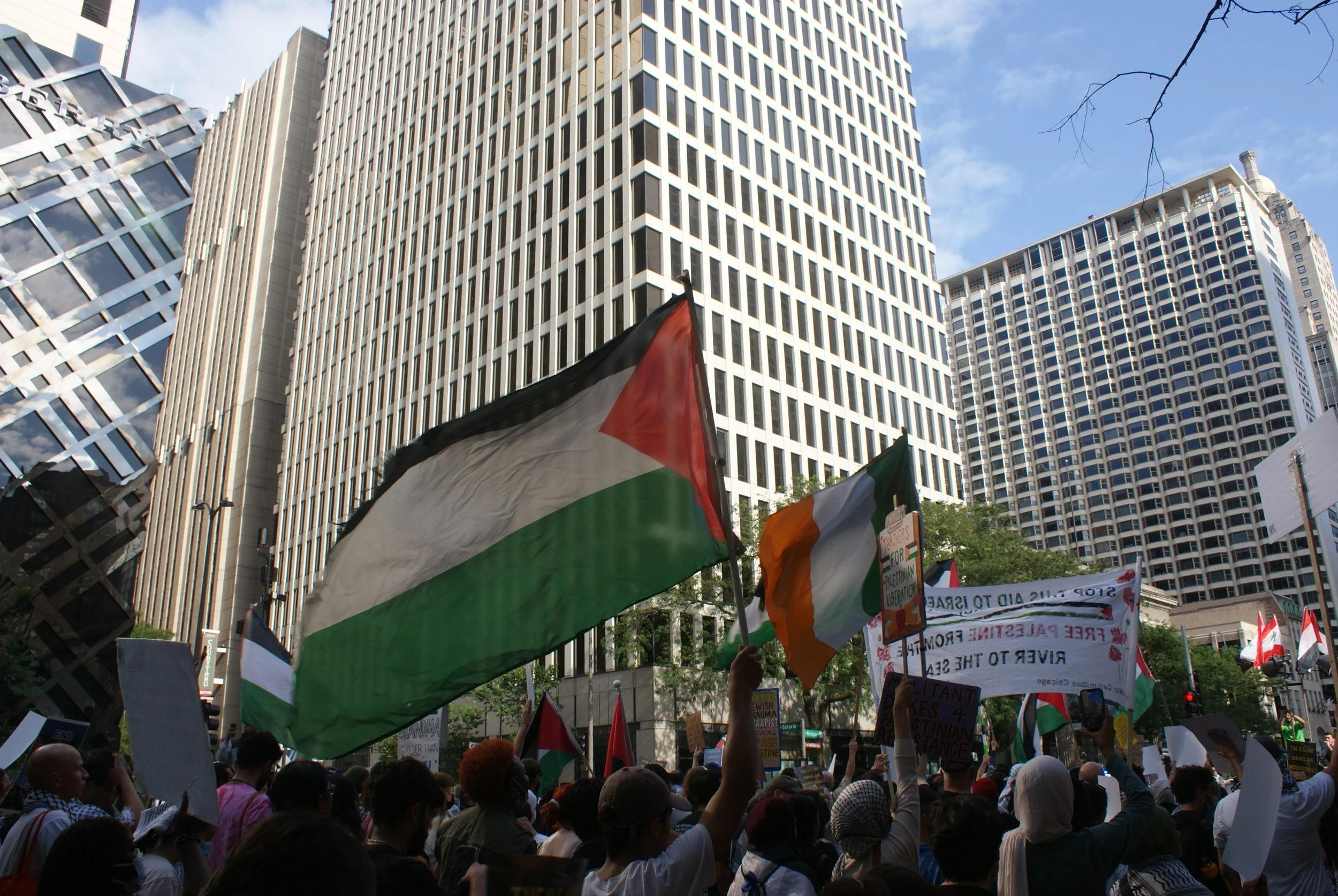 This is downtown Chicago. This was a protest on July 4th. Independence Day for the US; I think organizers thought it would be fitting to raise awareness for Palestinian liberation on this day. We are in such a privileged place in the world, it’s the 
