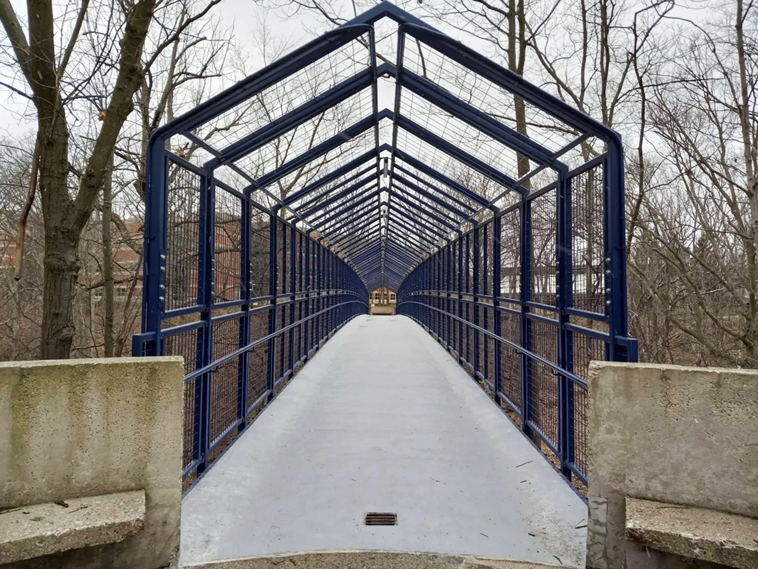 "This is the concrete walkway that connects the English buildings to the rest of campus. I make
use of it almost every weekday as I shuffle between my English classes in Lake Huron Hall and my history classes in Mackinac. It’s invaluable to me, but i