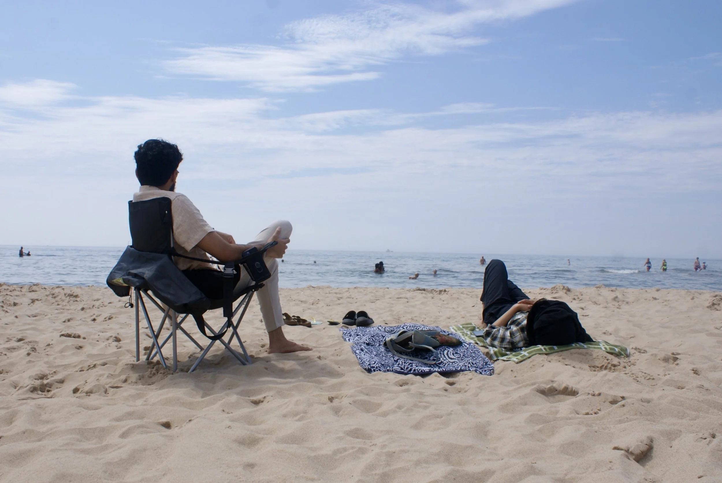 The quiet side of life, just taking it slow. A couple of friends and I went to the beach in small town Michigan, and I will say, we were a minority at this beach. We had our desi music playing and it was good fun.    — Fatima Zaid