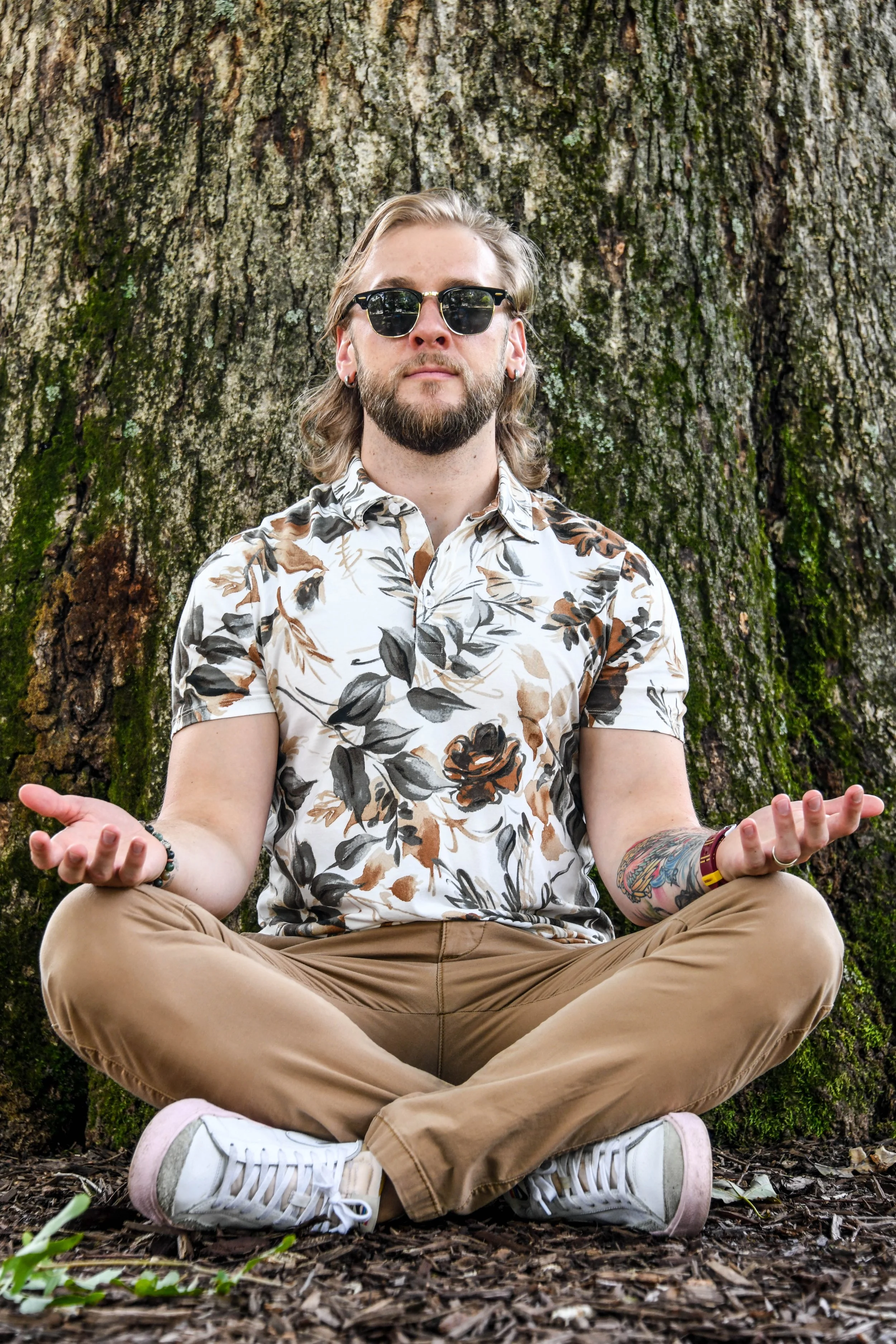 Dr. Keith meditating. And to me it reminded me of other Buddhism classes where you have the Buddha behind the bodhi tree and just enlightenment. So to me it did depict his personality, but also things I've learned modern day.    — Alan-Joshua Carrasc