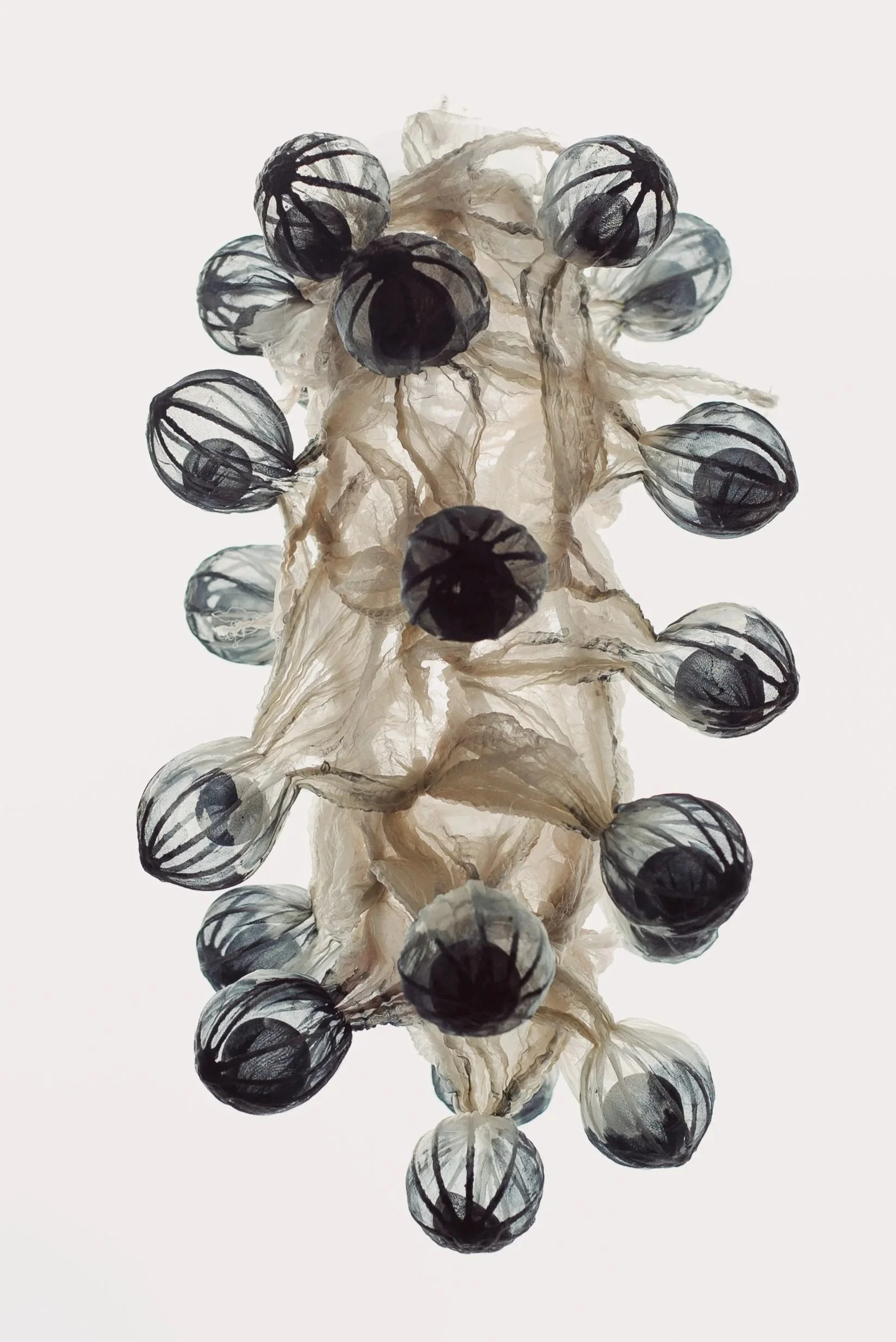 Dyed and heat-manipulated silk organza