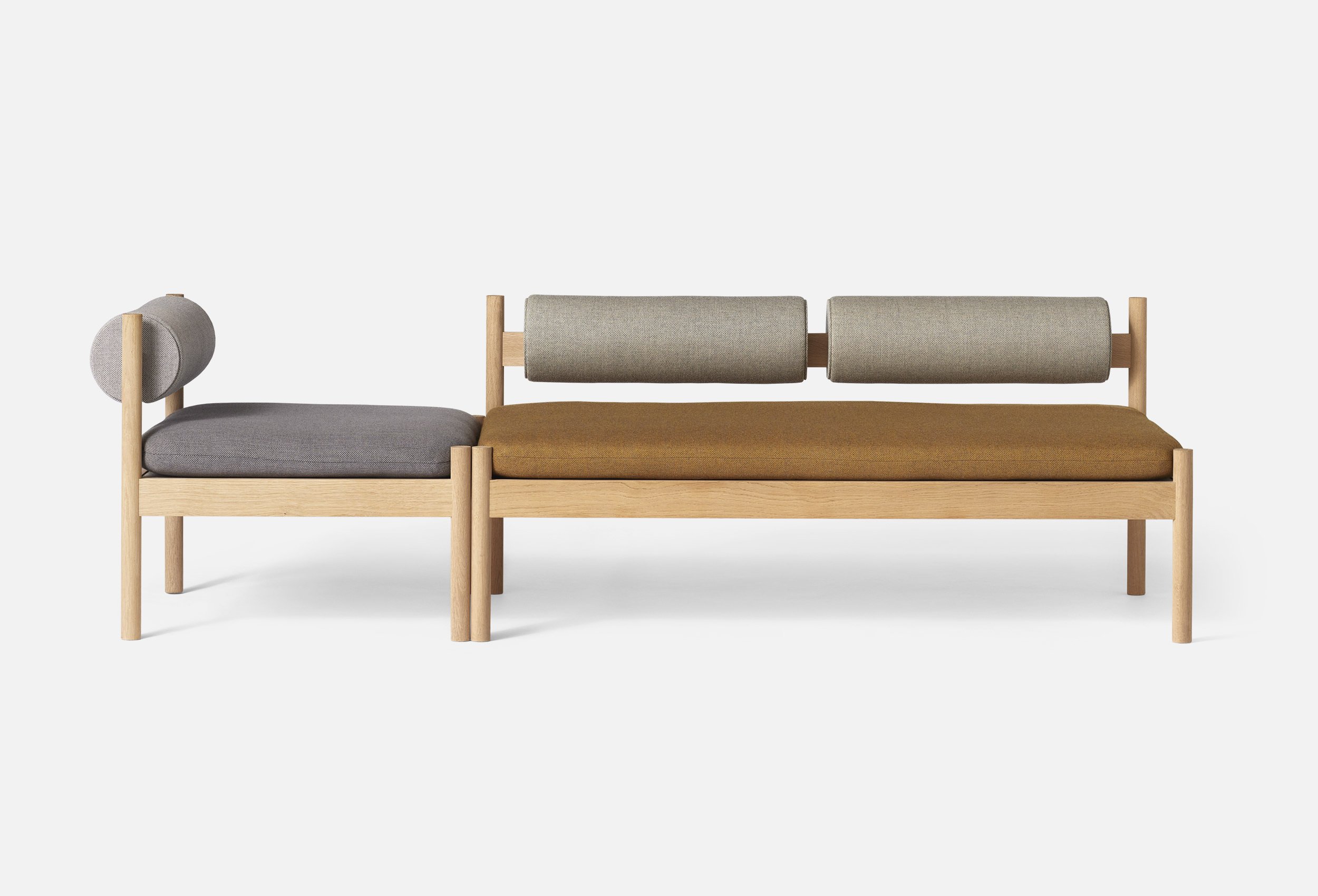 Modul Sofa set with a mattress developed and made out of eelgrass. The set is designed by Chris L. Halstrøm ansd produced for A.Petersen. Photo by Enok Holsegård