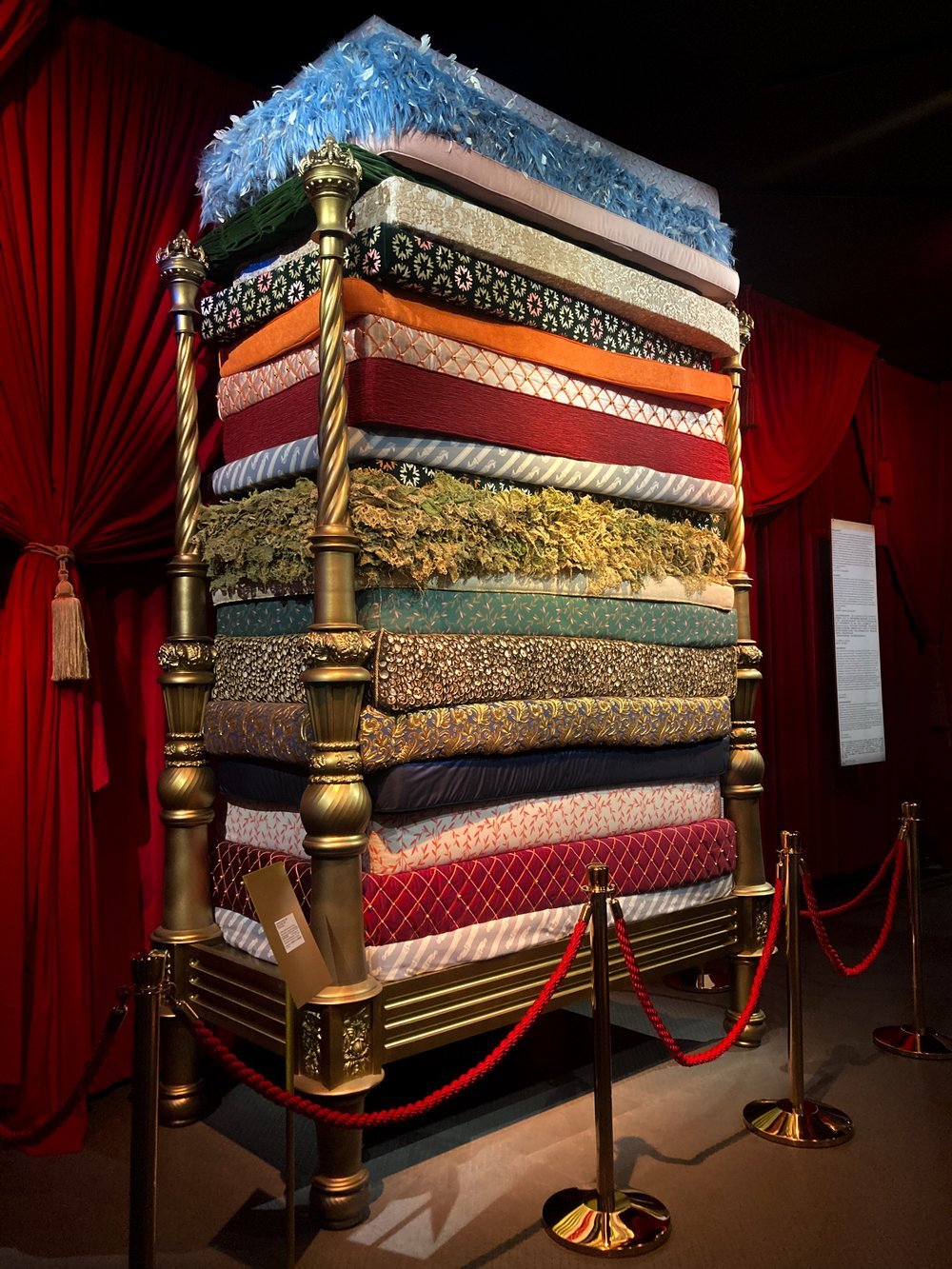 Princess and Pea bed made with Weirdwear and 10Tons for the H.C Andersen museum in Odense, DK. 20 mattresses and custom-made textiles and surfaces.