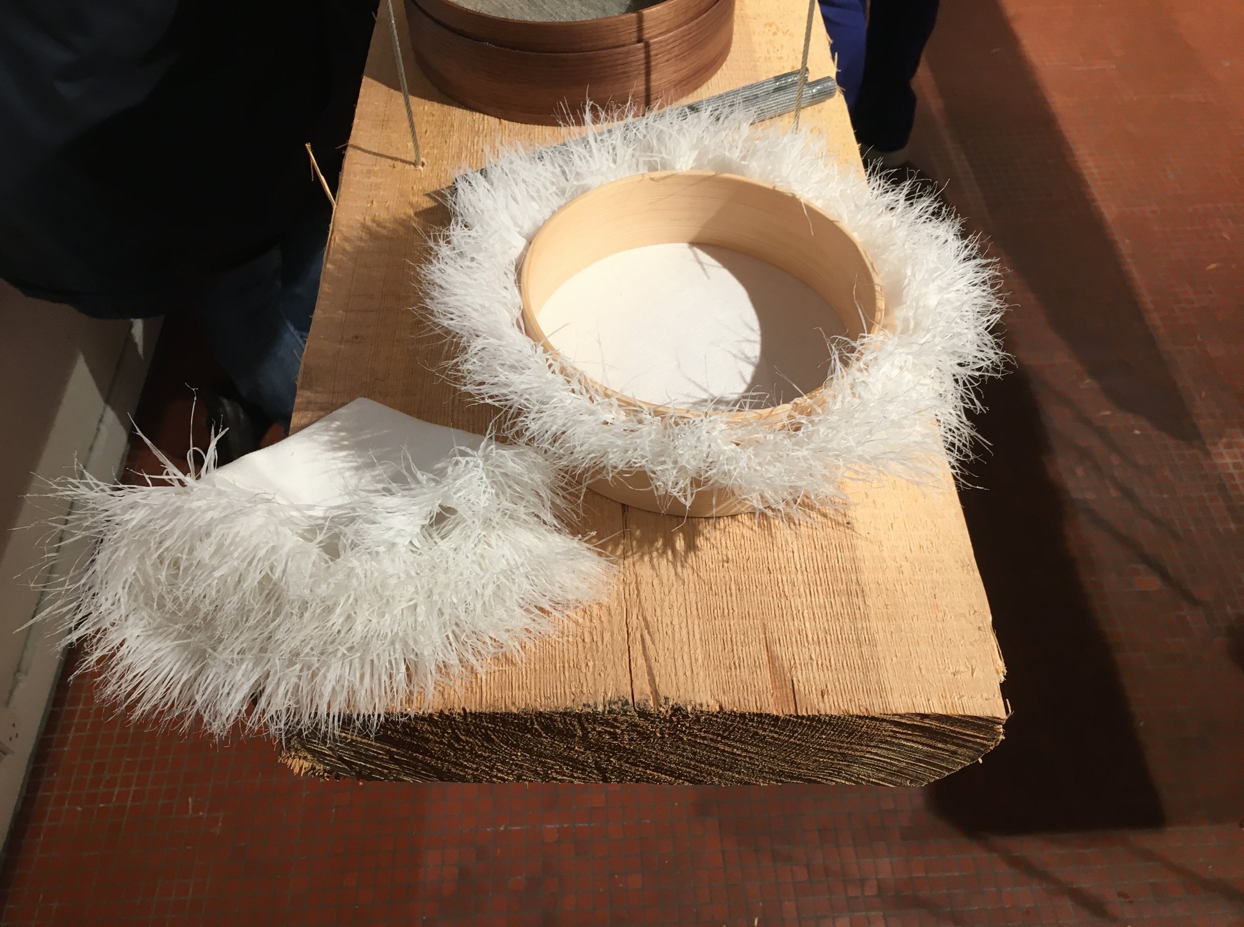 Napkin for the Akiko ken breadbasket exhibited at 'Udstillingssted for Tekstil', Copenhagen.