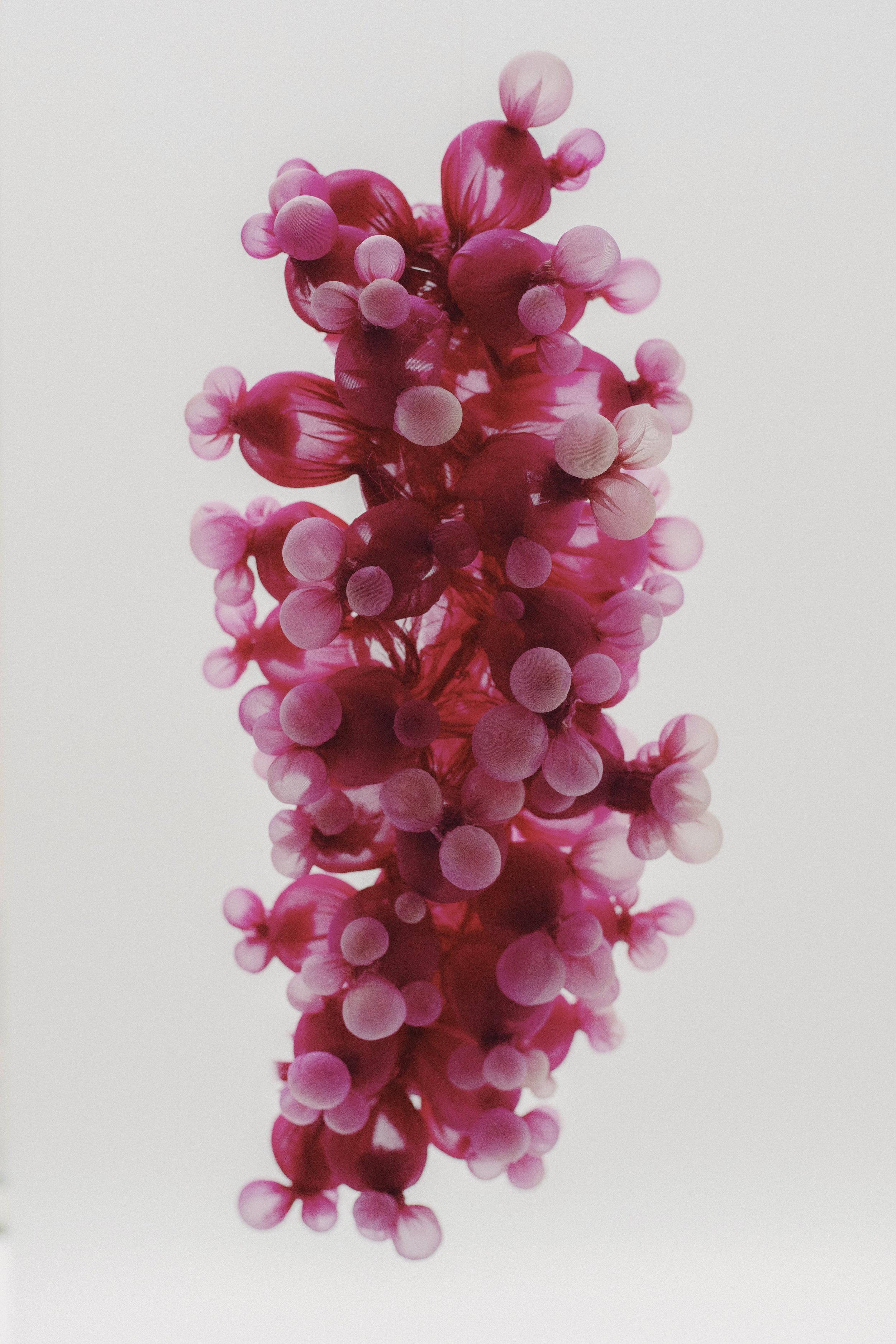 Heat-manipulated organza in shades of pink 