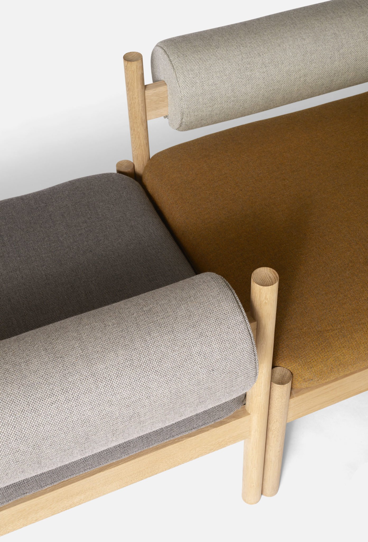 Modul Sofa set with a mattress developed and made out of eelgrass. The set is designed by Chris L. Halstrøm ansd produced for A.Petersen. Photo by Enok Holsegård