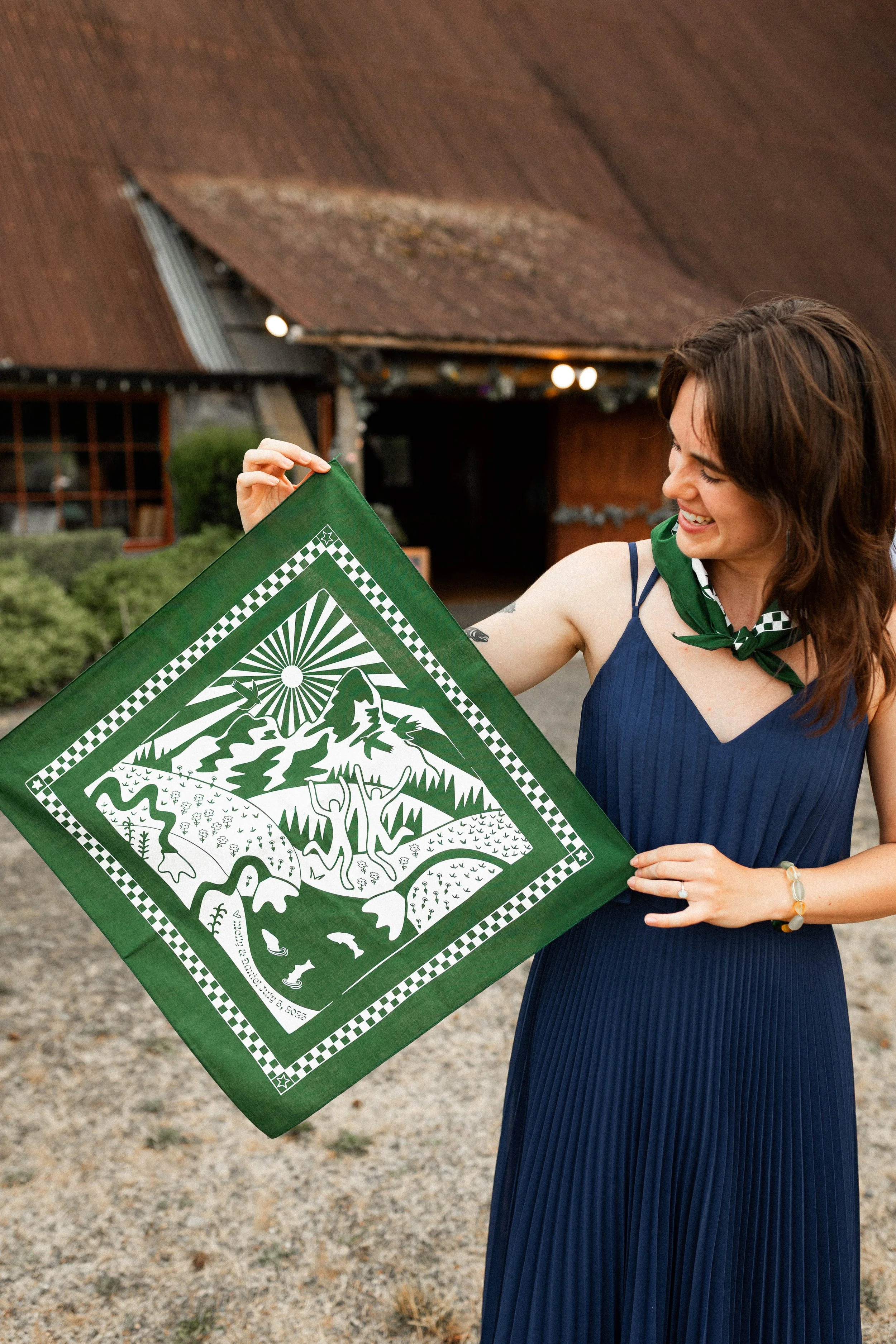 Custom made bandana for an outdoorsy summer wedding.
