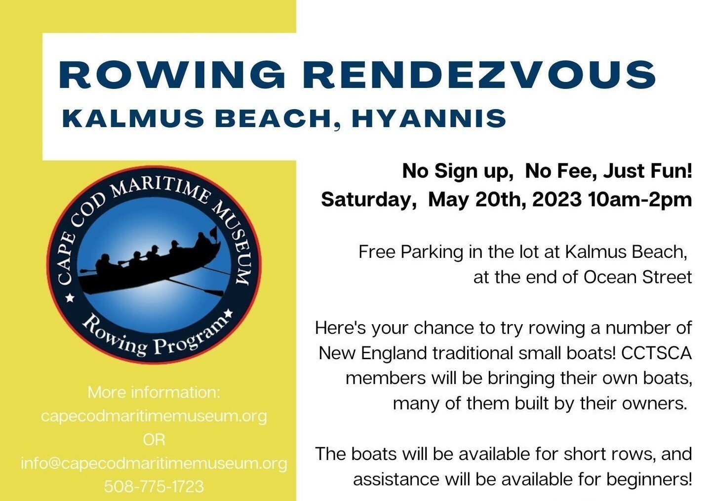 RESCHEDULED! Due to inclement weather, the Rowing Rendezvous has been rescheduled to Sunday, May 21, same time, same place. We'll see you there!