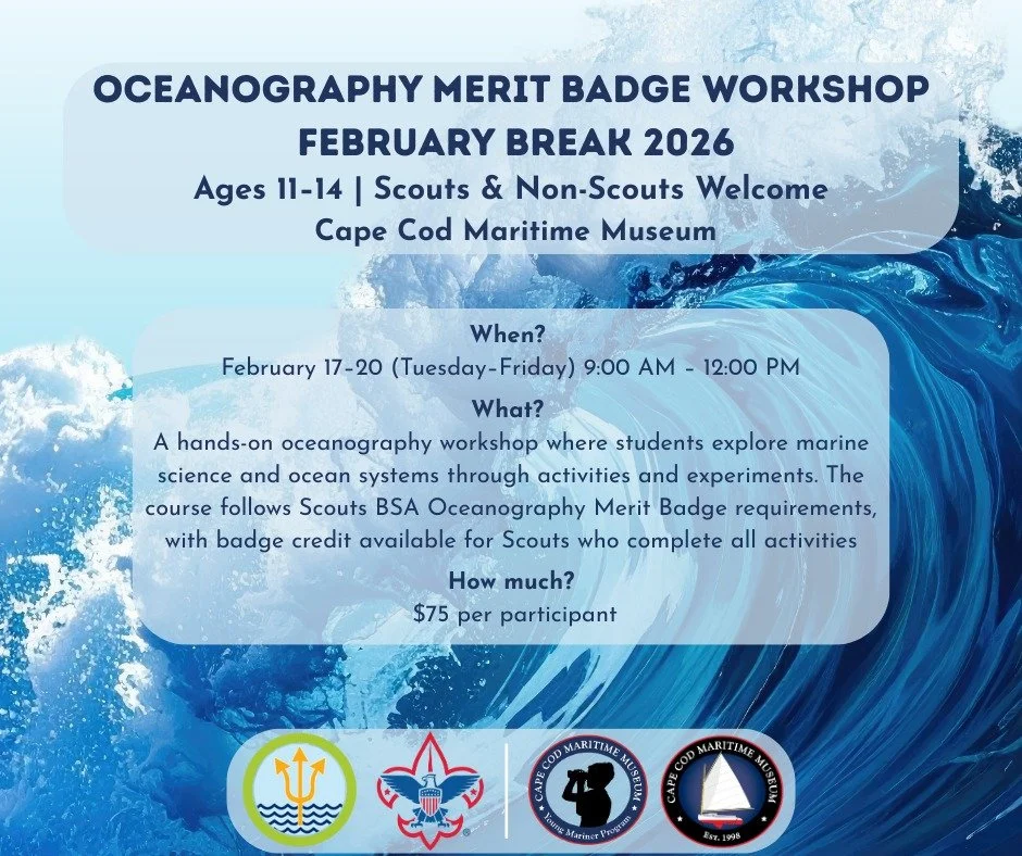 Join us over February break! If your child loves YMP, they&rsquo;ll love our Oceanography Workshop. This course blends hands-on marine science activities with the official Scouts BSA Oceanography Merit Badge requirements &mdash; plus a field trip to 