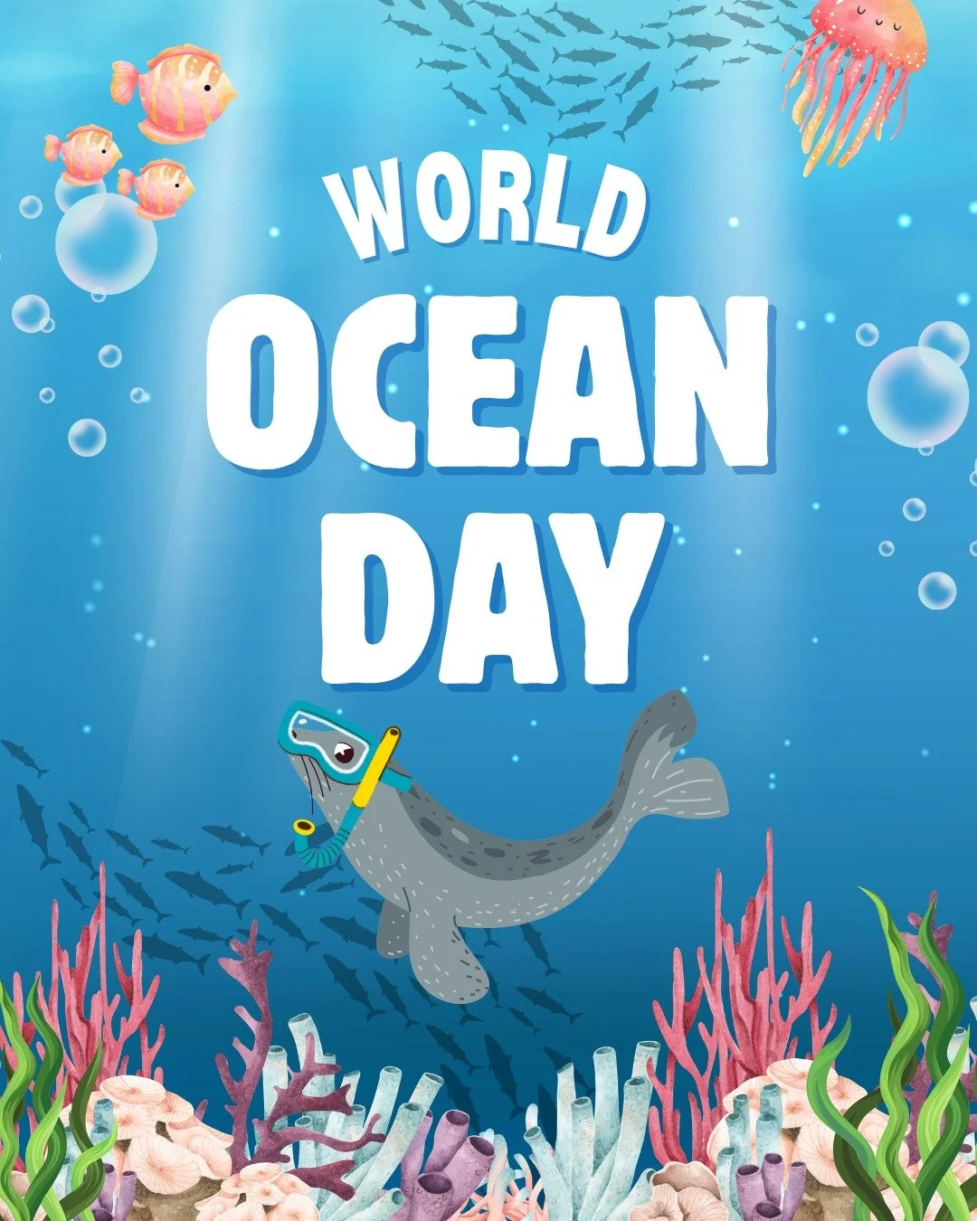 Neal does, in fact, understand that he is a seal and therefore does not technically need a snorkel. However, he thinks he looks cool wearing it, and honestly, who are we to argue?

Happy World Oceans Day! 🌊

Today, we celebrate our blue planet and a
