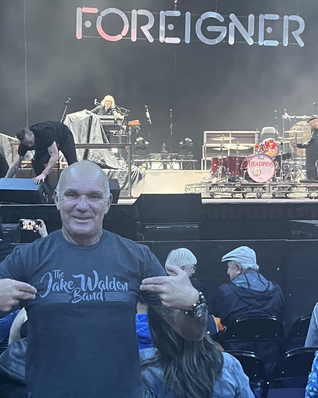 Shout out to our fans in Canada! Repping the JWB at a Foreigner concert. #foreigner #canada #fans #merch #bandtee #bluesrock