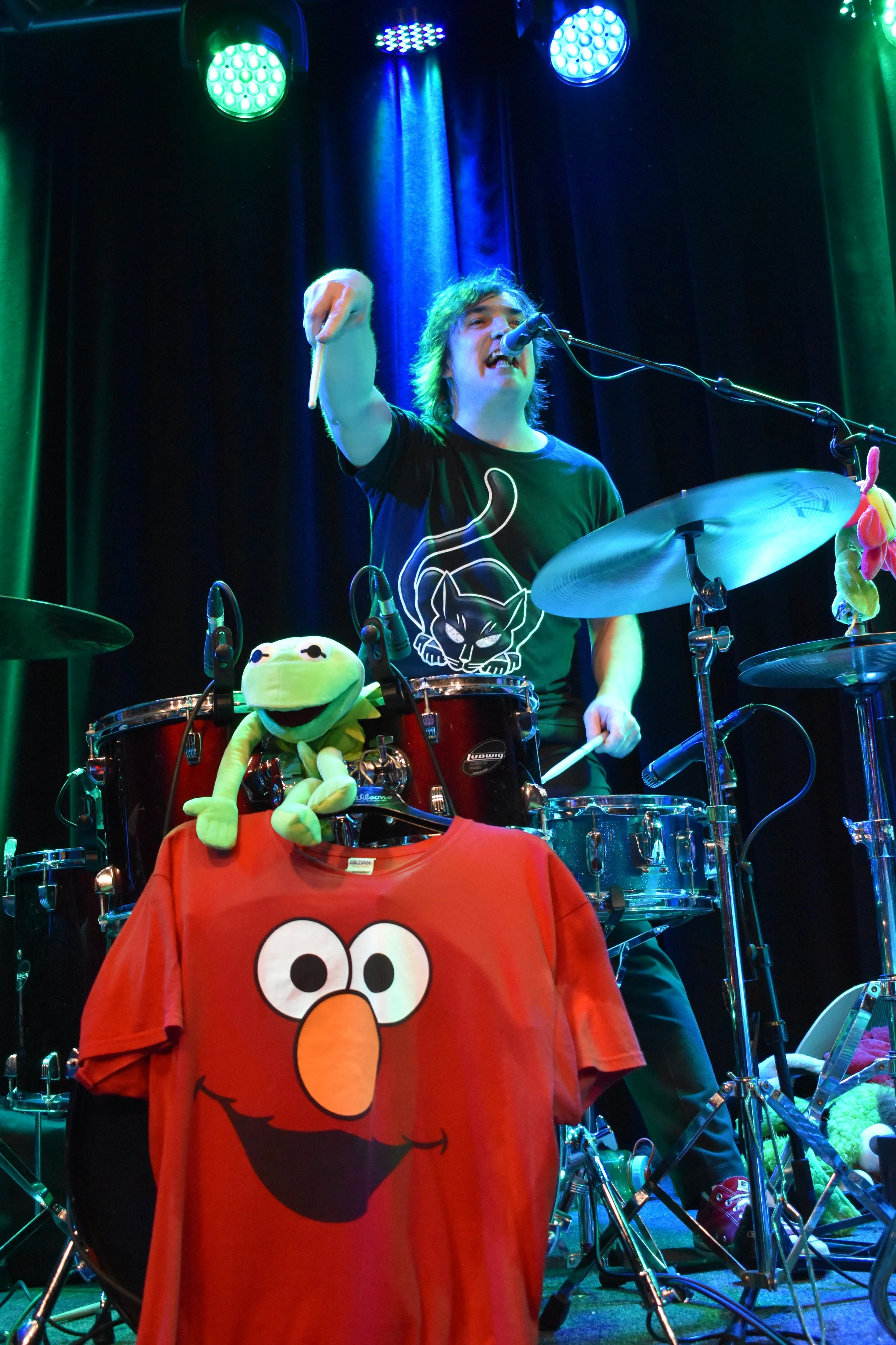 drummer vocalist muppet loving amazing kermit stuffed animal prop