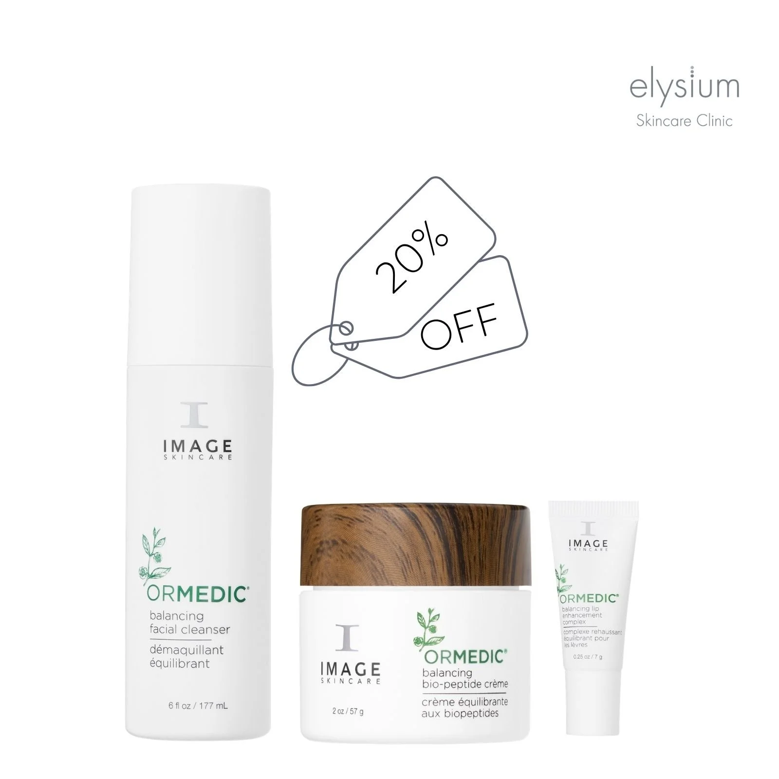 Image Skincare Bundle : Ormedic Cleanser, Ormedic Bio-Peptide Cream , Ormedic Lip Balm  20% OFF