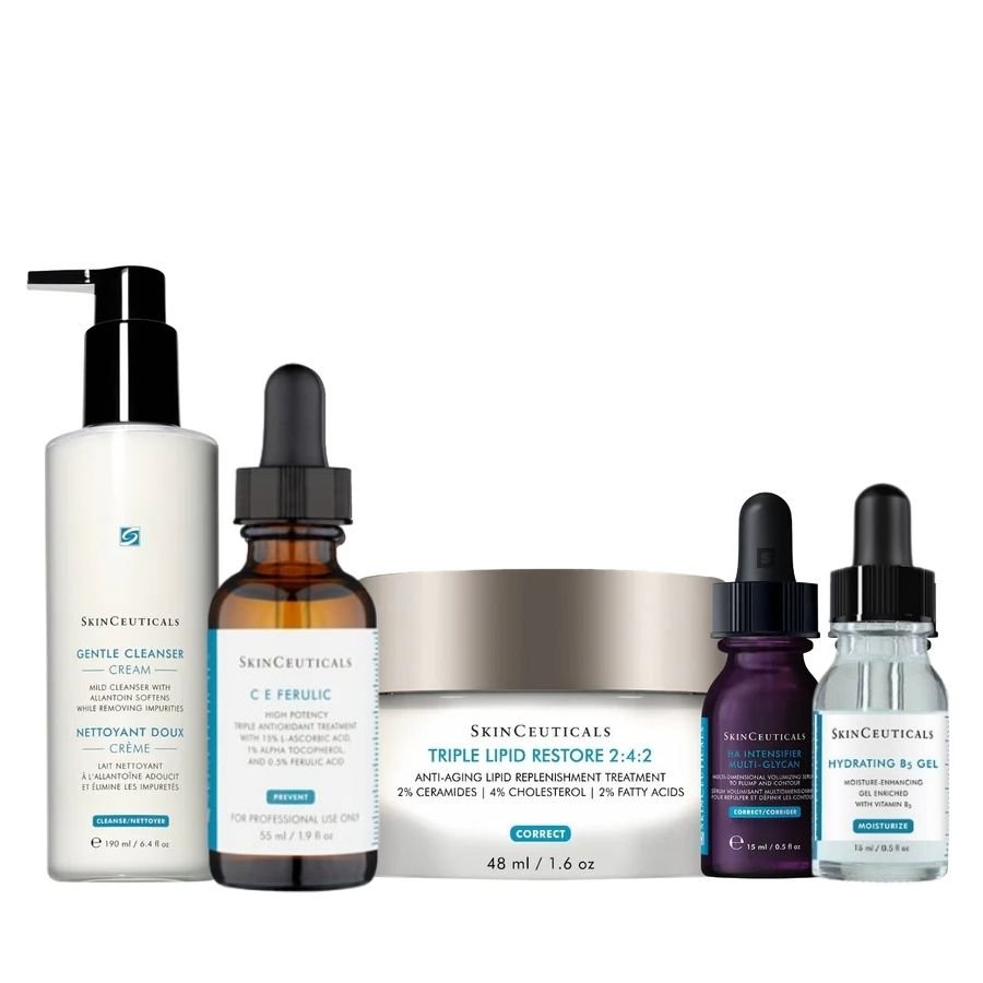 SkinCeuticals Bundle  3x Full size products ( Gentle Cleanser, CE Ferulic, Triple Lipid Restore) + 2x FREE 15ml products ( H.A Intensifier and Hydrating B5 serum worth € 114.00)