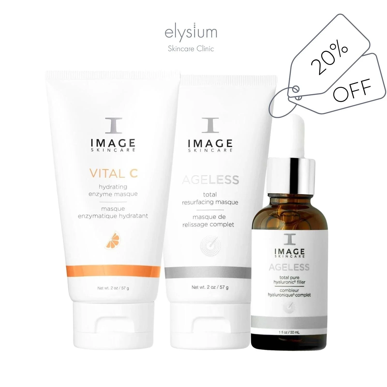 Image Skincare Bundle : Vital C Enzyme Mask +Ageless Resurfacing Mask+ Ageless Hyaluronic Filler Serum 20% OFF