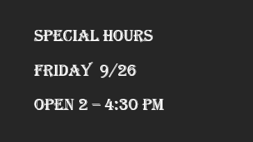 SPECIAL HOURS ALERT
