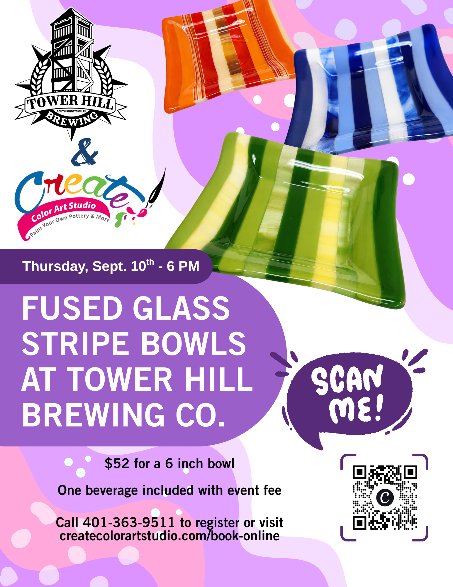 CREATE! COLOR ART STUDIO - Fused Glass Stripe Bowl