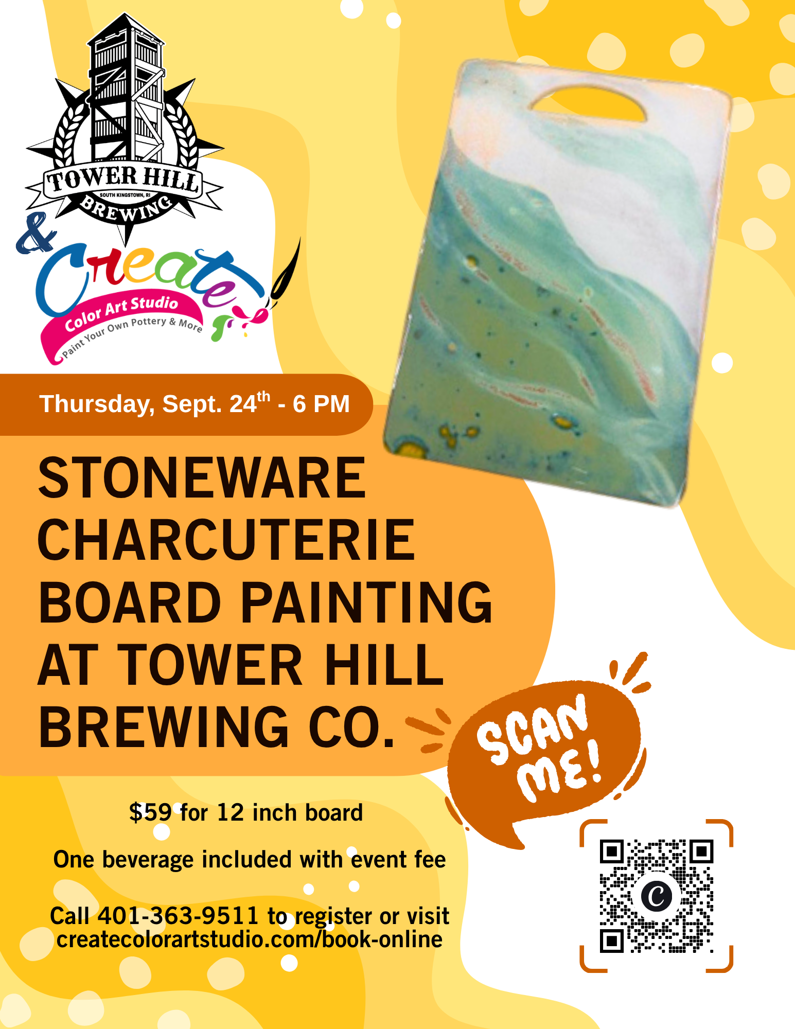 CREATE! Color Art Studio - Stoneware Charcuterie Board Painting