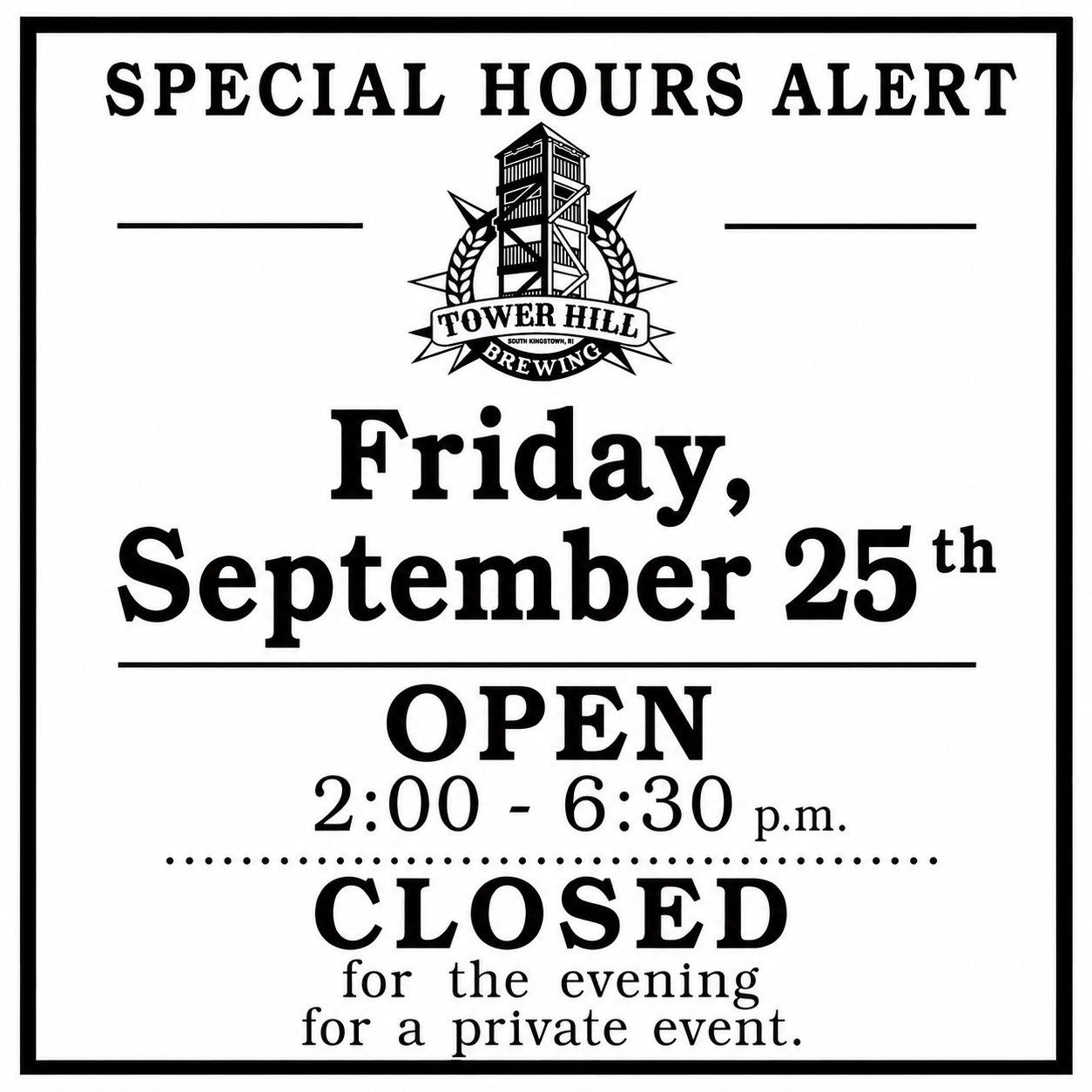 SPECAIL HOURS ALERT